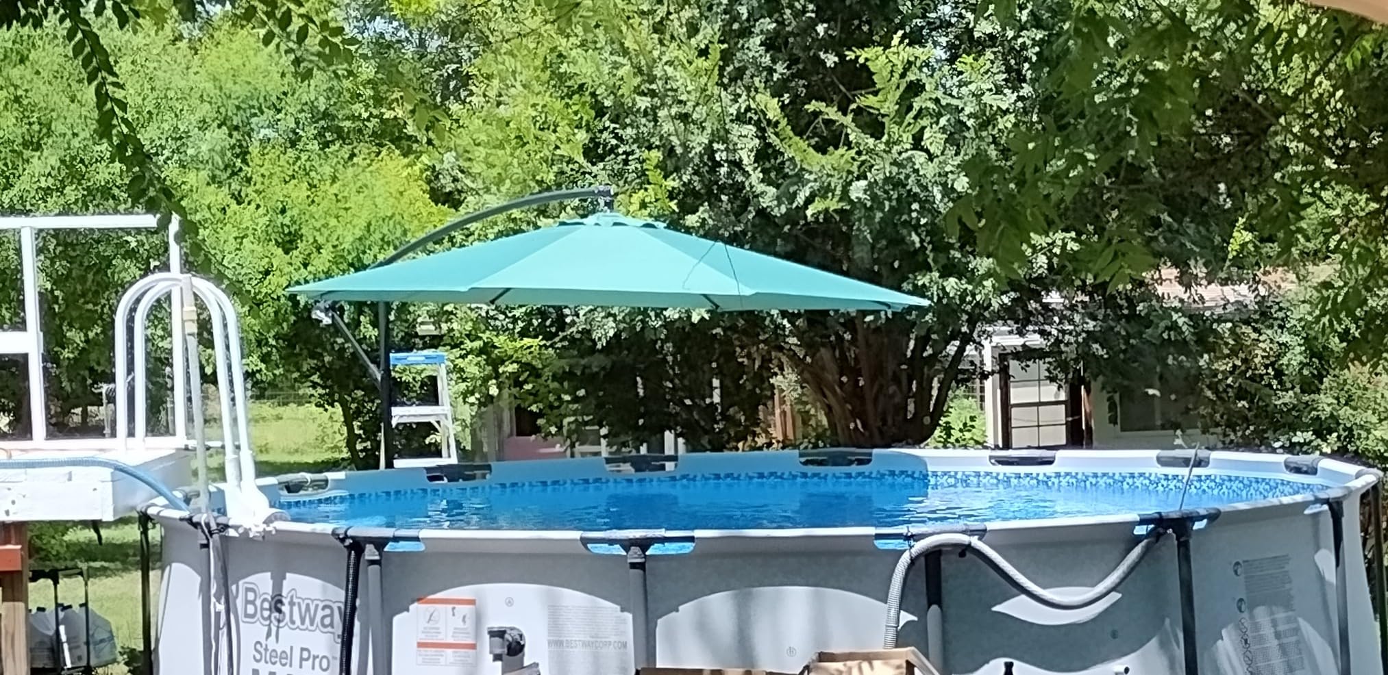 10 Ft Offset Cantilever Patio Umbrella - Fade-Resistant Shade Umbrella Outdoor Patio Canopy with Cross Base for Garden, Lawn, Deck, Yard or Pool by Pure Garden customer photo 2