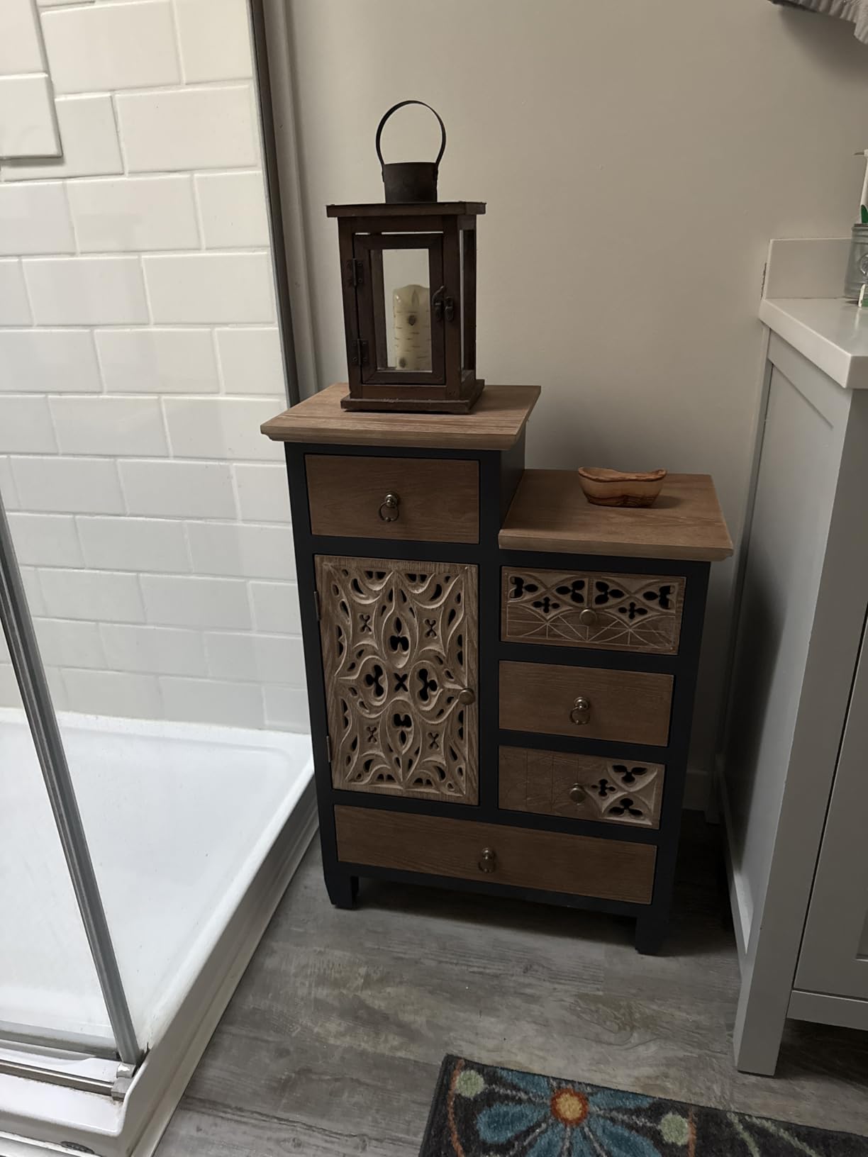 Ahokua Vintage Accent Chest with 5-Drawers and Door Carved Wood Storage Cabinet Modern Dresser for Living Room, Entryway, Hallway, Sage Green customer photo 1