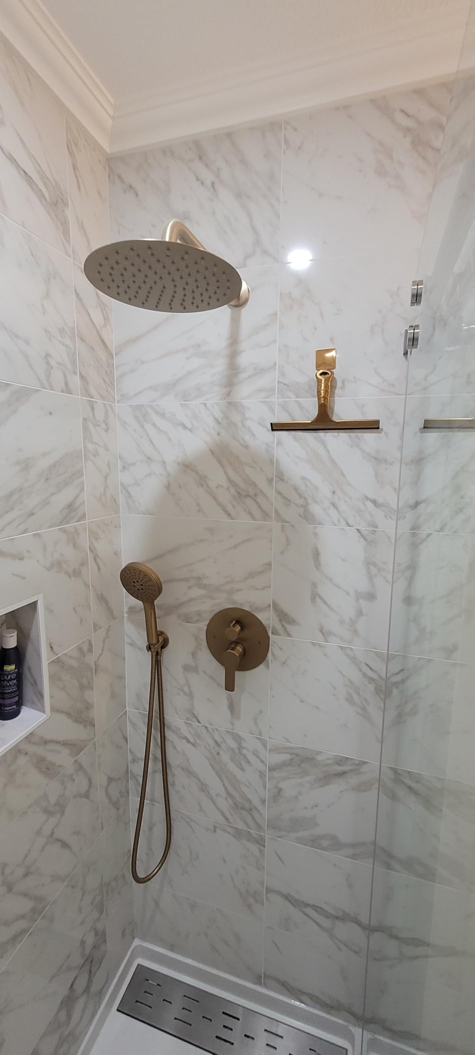 Iriber Thermostatic Shower System Wall Mount with 10 Inch Round Rainfall Shower Head and Handheld, Shower Faucet Mixer Trim Kit (Valve Included), Brushed Nickel customer photo 2