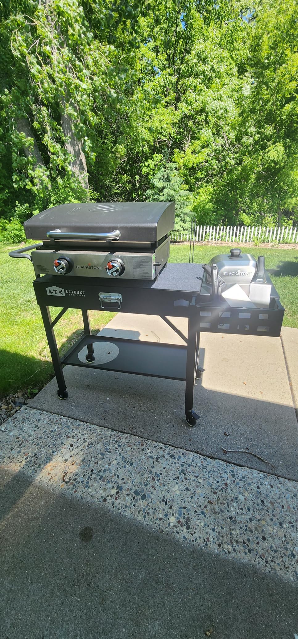 Leteuke Grill Cart for Blackstone Griddle, Portable Outdoor Grill Table, Foldable Cart Table with Wheels for Ninja, Griddle Stand Fit 17 Inch Or 22 Inch, BBQ Prep Tables with Seasoning Tray customer photo 2