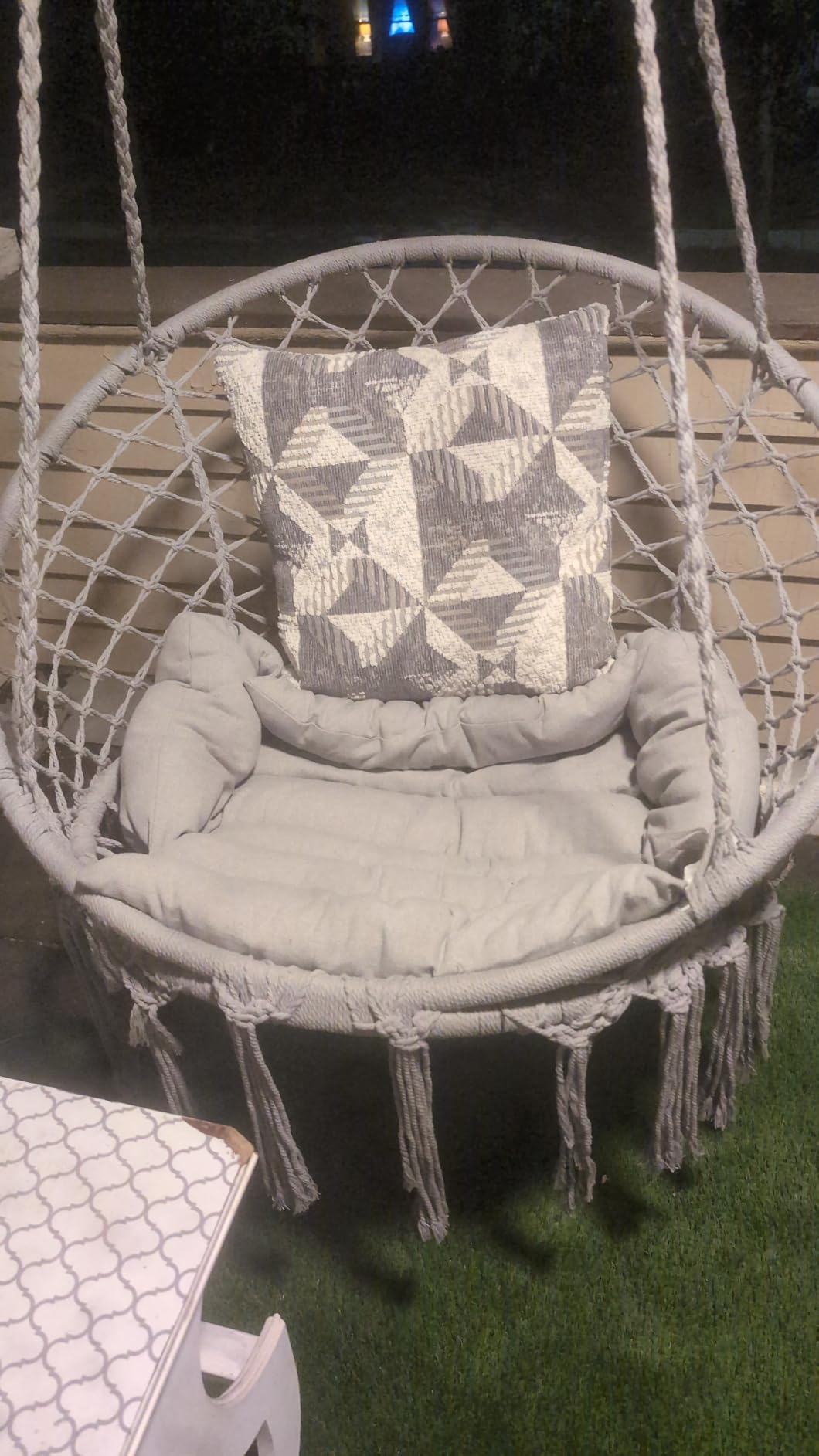 Greenstell Hammock Chair, Macrame Swing Chair with Comfy Cushion, Boho Hanging Chair for Outdoor & Indoor, Perfect for Bedroom, Patio, Balcony, Hold up to 330Lbs, White customer photo 1