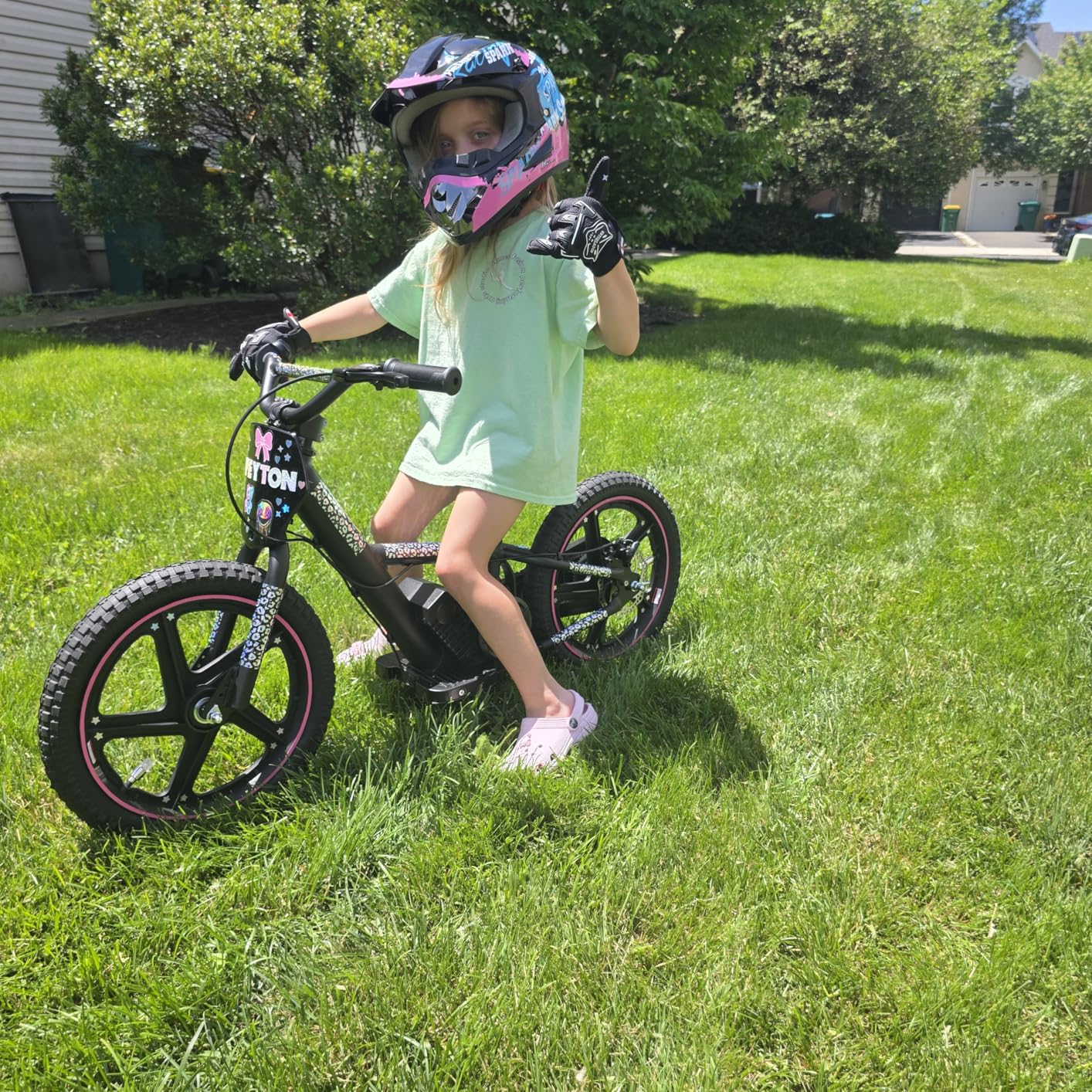 OLALA Electric Dirt Bike for Kids Aged 3-6, 170W Racing Grade Electric Motorcycle, New Aluminum Frame with 2 Power Modes, 24V Detachable Battery, 12IN Knobby Tires customer photo 1