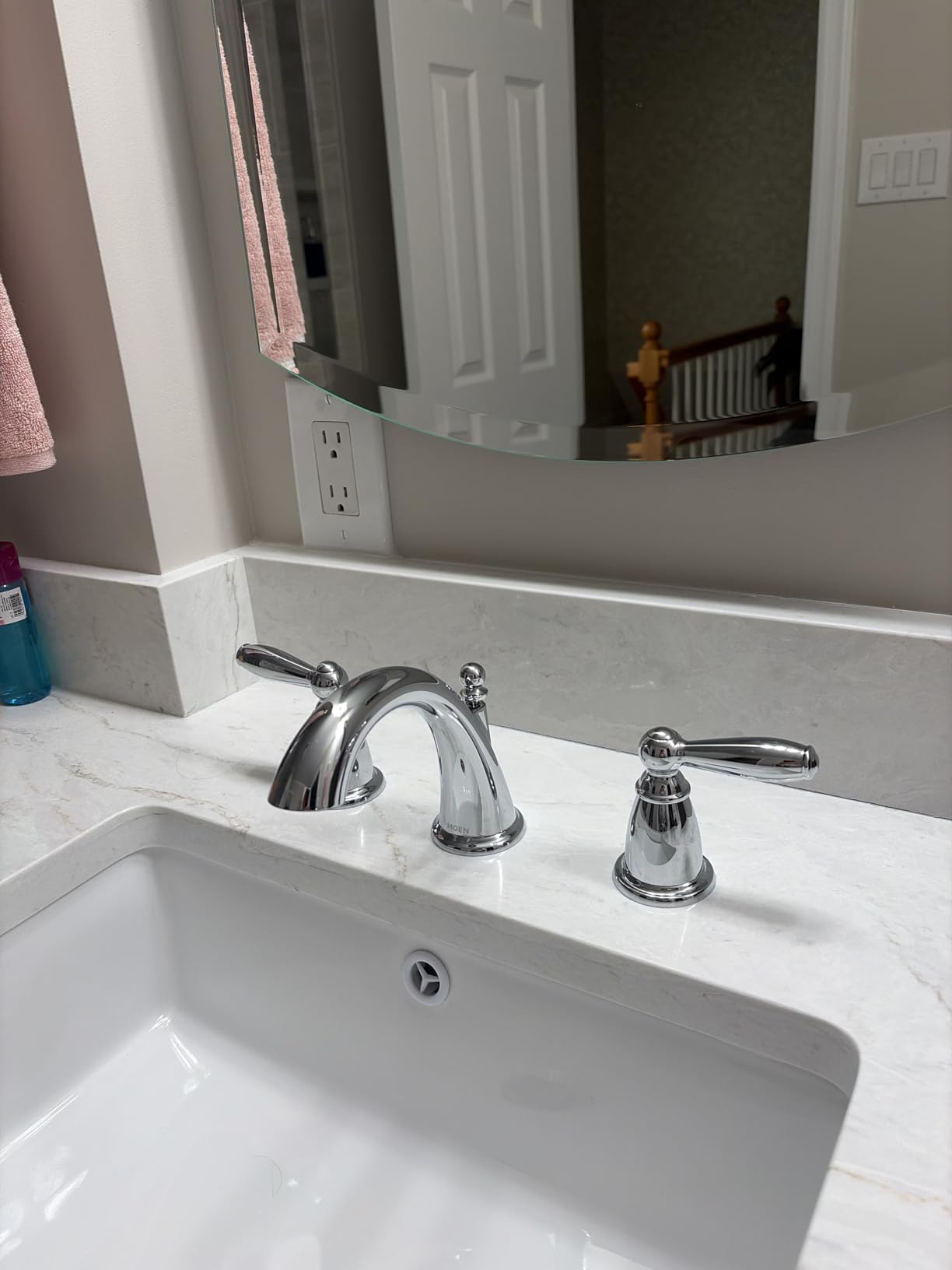 Moen Brantford Chrome Two-Handle High Arc Widespread Bathroom Sink Faucet for 3-Hole Setups with Valve Included, TV6620 customer photo 2