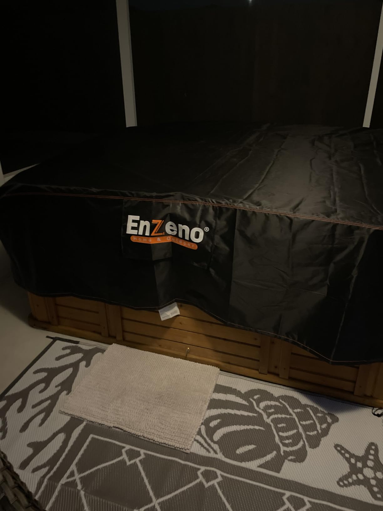Enzeno Outdoor SPA Hot Tub Cover Waterproof Square 86 x 86 inch 420D Heavy Duty Hot Tub Lid Protectors Protective Cover Cap customer photo 1