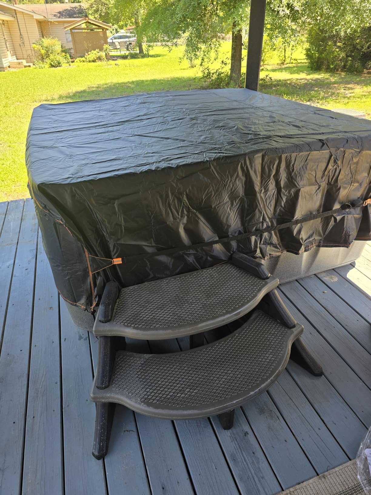 Enzeno Outdoor SPA Hot Tub Cover Waterproof Square 86 x 86 inch 420D Heavy Duty Hot Tub Lid Protectors Protective Cover Cap customer photo 2