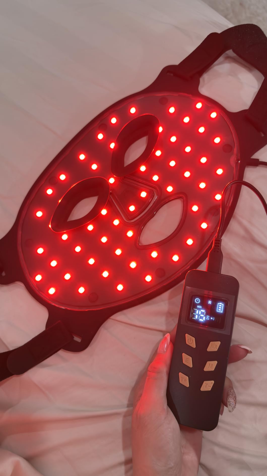 Red Light Therapy for Face and Neck, 8 Colors LED Face Mask Light Therapy with 850NM Near Infrared, 3000 mAh Rechargeable 6-In-1 Red Light Therapy Mask Set Skin Care Device for Skin Rejuvenation customer photo 2