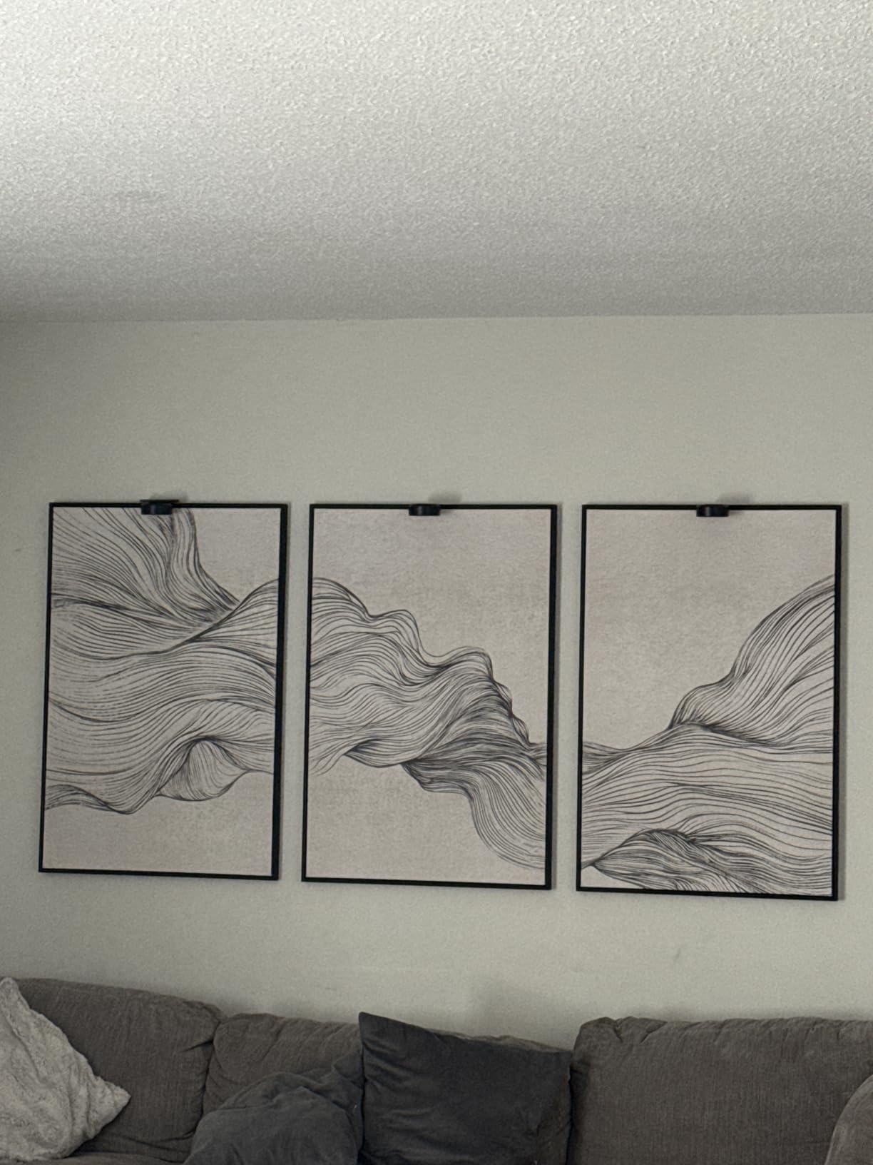 Framed Black and White Abstract Wall Art, 3 Piece Modern Canvas Prints Paintings Art for Walls, Minimalist Black White Abstract Pictures for Living Room Bedroom Dining Room Office Wall Decor 16x24 In customer photo 2