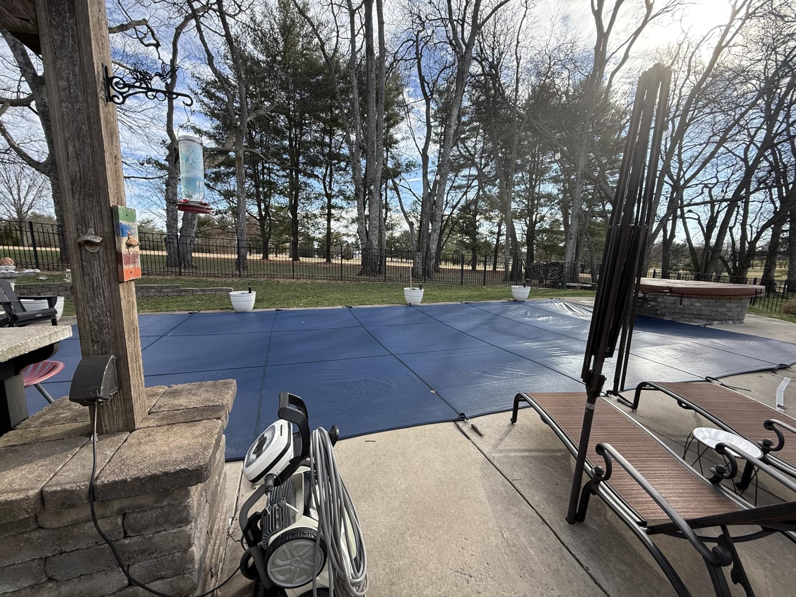 Inground Pool Cover Safety Fits Rectangle Swimming Pool, Mesh Solid Pool Cover for Inground Pools, Winter Pool Safety Cover Includes Safety Net and Installation Tools Blue (Blue, Fits 18x36ft Pools) customer photo 2
