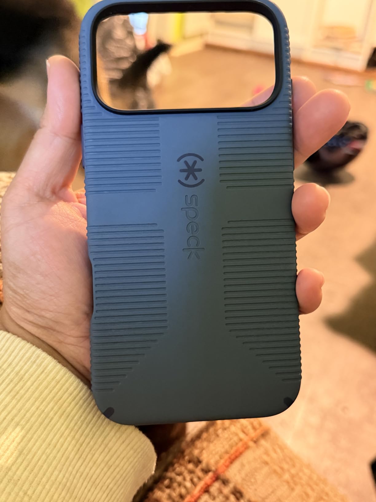 Speck CandyShell Grip Case for iPhone 16 - Slim Protective MagSafe, Shock-Absorbing Anti-Slip Phone Cover - Mystery Blue/Faded Denim customer photo 2