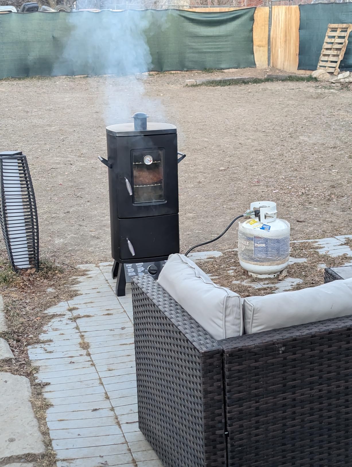 Propane Smoker, Vertical Smoker with Three Removable Shelves,Outdoor Grills & Smokers with Thermometer for BBQ, Backyard,Black customer photo 1