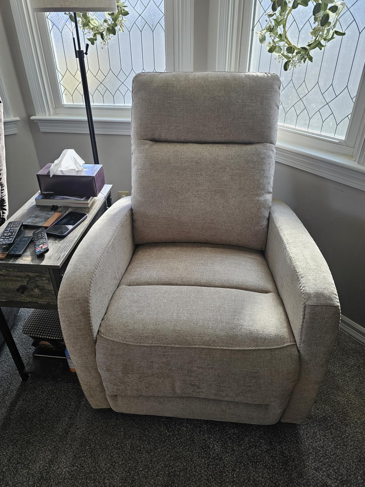 Watson & Whitely Zero Wall Recliners W Power Headrest, Power Recliner Chairs for Adults with Type-C Charger, Small RV Chairs Home Theater Seating for Living Room, Fabric in Khaki customer photo 1