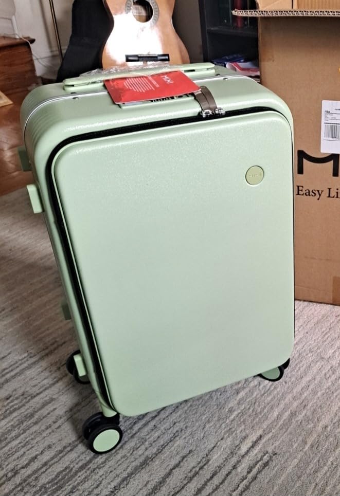 Carry On Luggage with Cup Phone Holder and Charger Hard Shell Suitcases with Spinner Wheels, 20 Inch Blackish Green customer photo 1