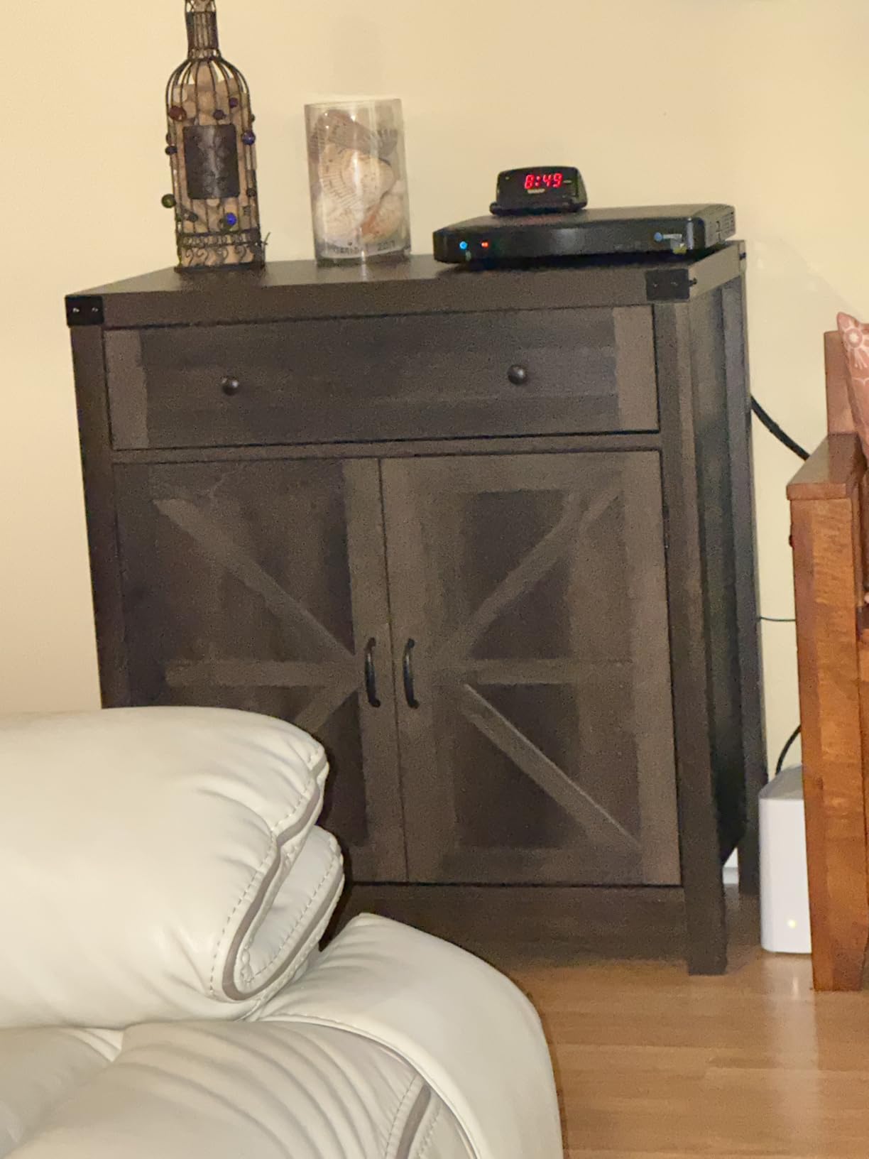 HOSTACK Coffee Bar Cabinet, Kitchen Storage Cabinet, Modern Farmhouse Buffet Sideboard with Drawer and Adjustable Shelf, Barn Door Accent Cabinets for Kitchen, Dining Room, Entryway, Dark Brown customer photo 2