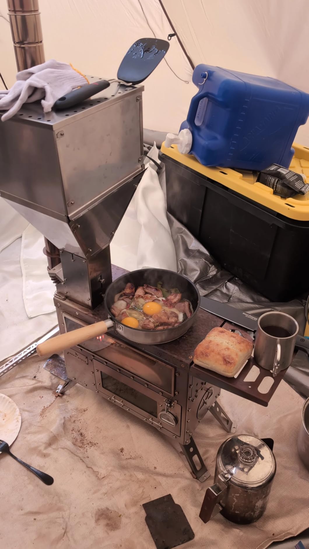 GREEN STOVE Pellet Stove with Oven, Portable Wood Burning Stove for Outdoor, Cooking, Hiking, Hot Tent Stove with Stainless Steel Construction. Chimney Pipes Included(Model: Greenstovehori 5) customer photo 1