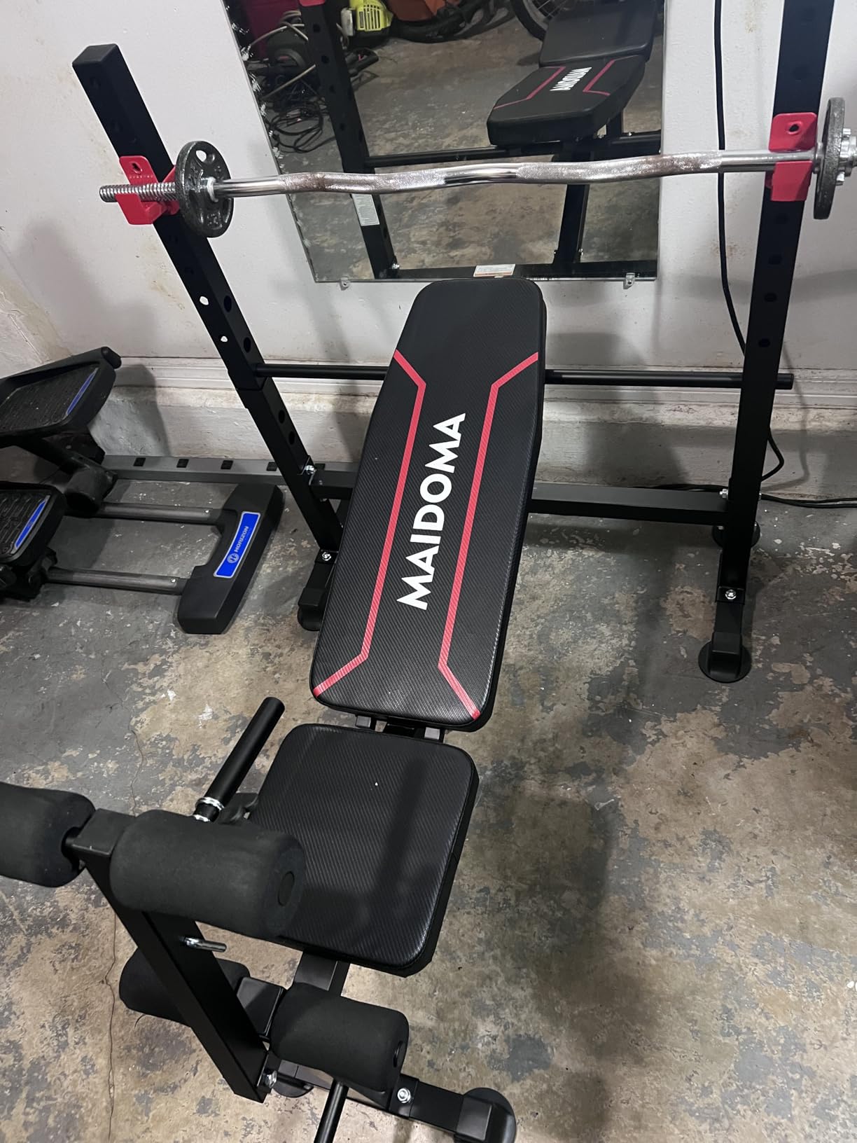 MAIDOMA Standard Weight Bench Set with Leg Extension and Leg Curl, Adjustable Bench Press with Squat Rack, Foldable Flat Incline Decline Workout Bench for Home Gym Full Body (US Stock) customer photo 1