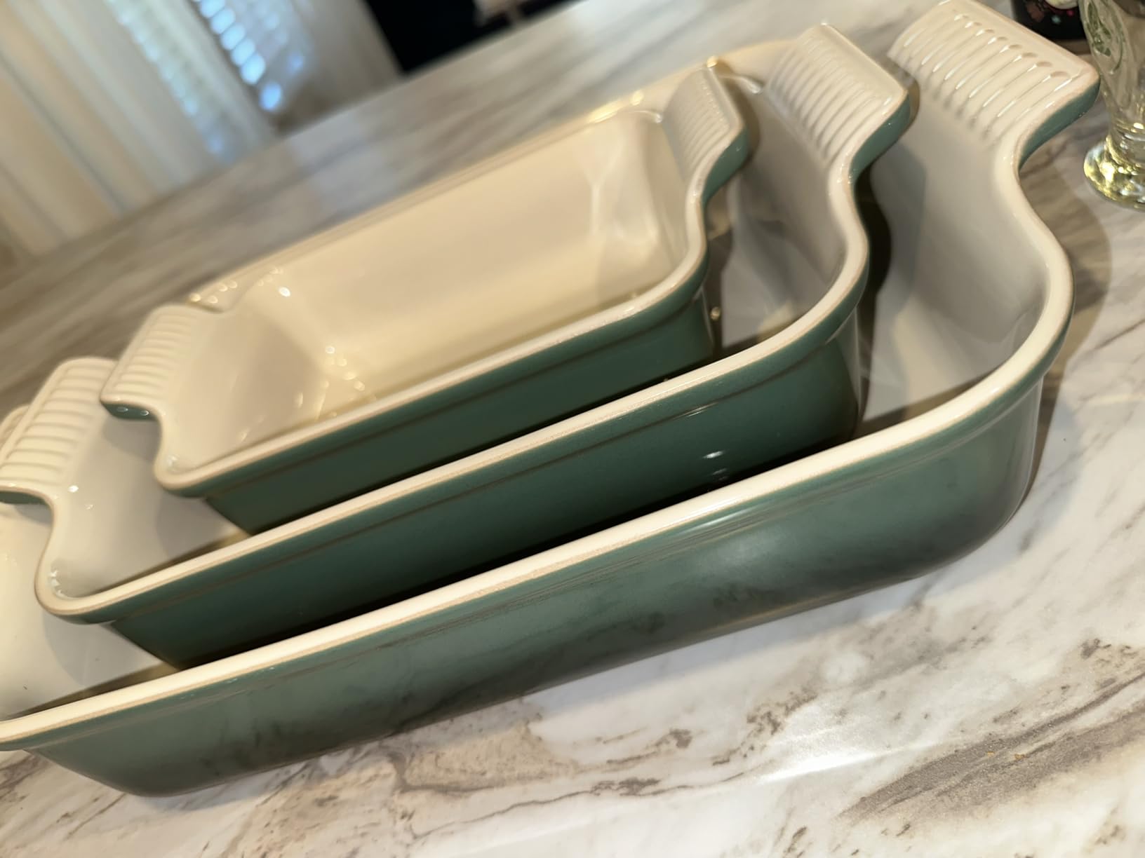 Le Creuset Stoneware Heritage 3-Piece Rectangular Baking Dish Set, Oyster customer photo 2