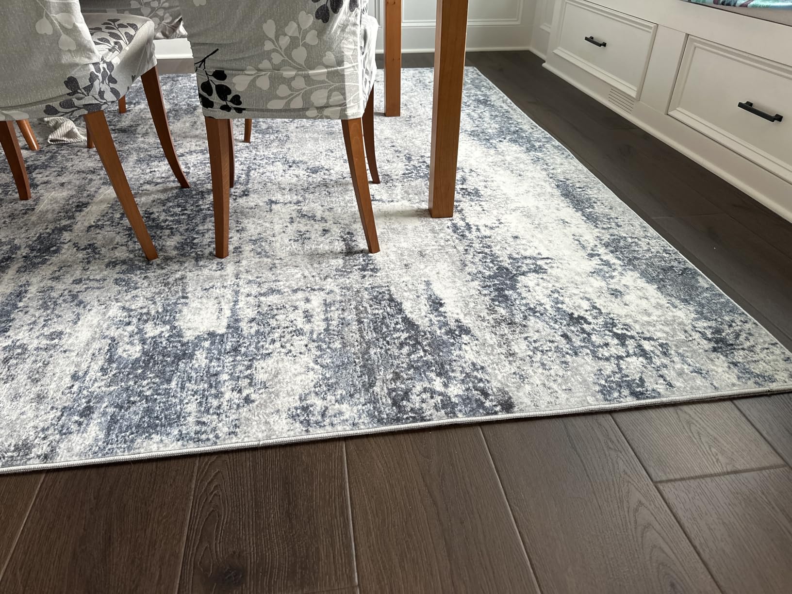 8x10 Area Rugs for Living Room Rug Washable: Abstract Large Rug for Dining Room Bedroom Carpet Non Slip 8 by 10 Indoor Modern Nursery Home Office Blue Grey customer photo 2