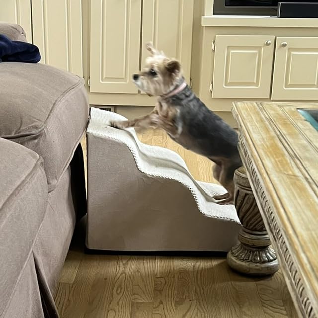 Aodisman Dog Stairs for Small Dogs, 3 Step Dog Ramp for Couch and Bed, Pet Stairs with Non-Slip Bottom for Old Cats, Indoor Pet Steps, Comfort, Durable, 15.4
