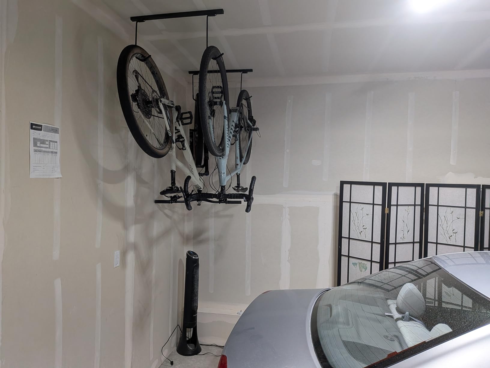 WALMANN Ceiling Mounted Bike Rack for Garage, Space-Saving Ceiling Bike Storage for 2 Bikes(Horizontally)/4 Bikes(Vertically) customer photo 1