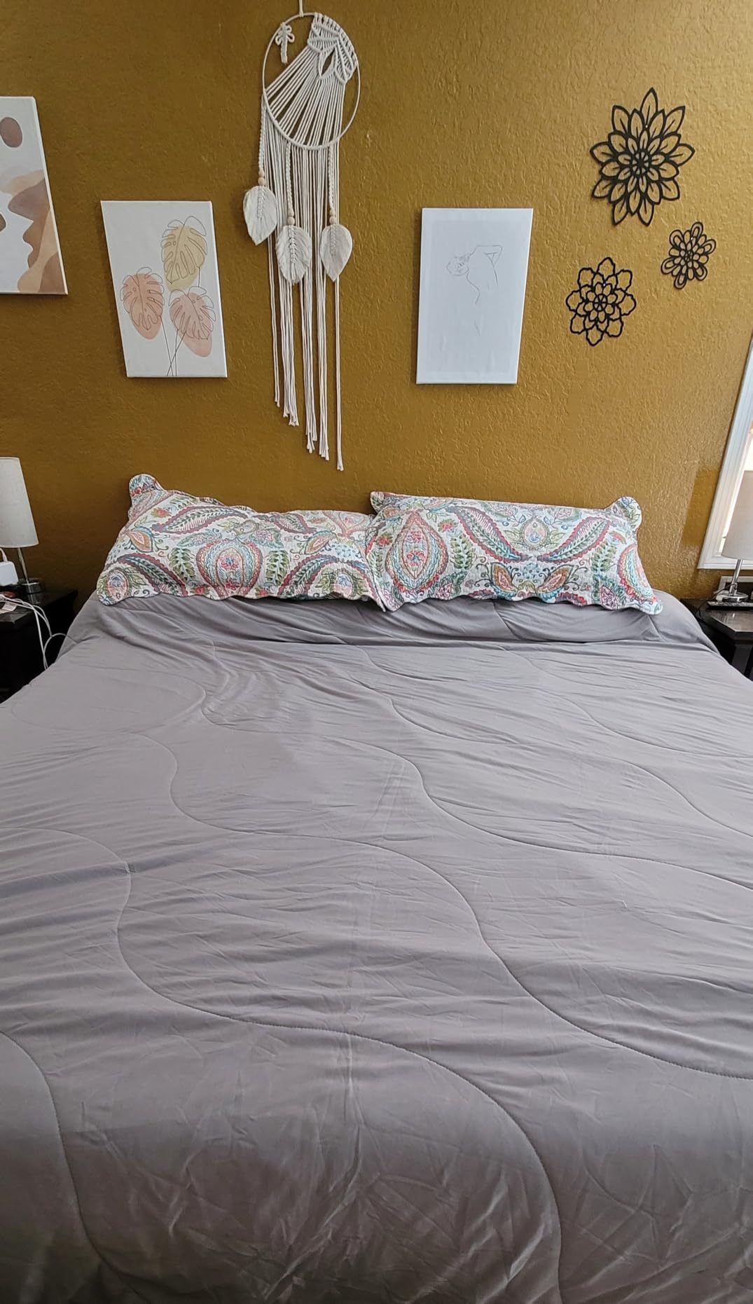 Cooling Comforter Queen Size, Grey Cooling Blanket for Hot Sleeper | Lightweight & Breathable Blanket for Night Sweats, Dual-Side Cooling Summer Bedding, 90