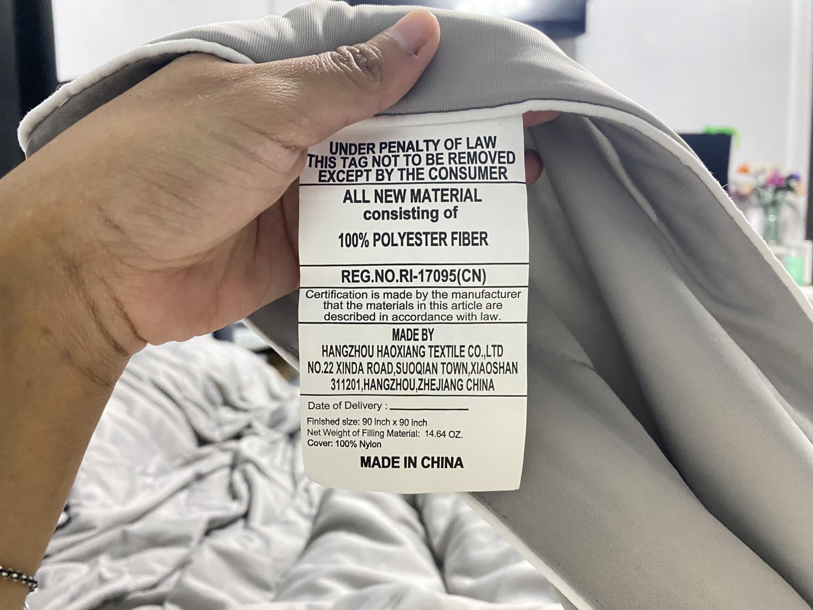 Cooling Comforter Queen Size, Grey Cooling Blanket for Hot Sleeper | Lightweight & Breathable Blanket for Night Sweats, Dual-Side Cooling Summer Bedding, 90