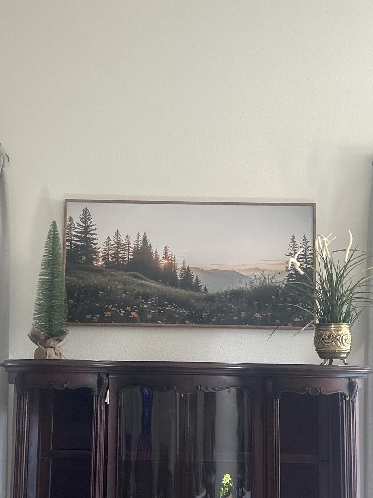 FWIEXA Mountain Canvas Wall Art Set, Framed Forest Nature Wall Decor, 3 Piece Landscape Paintings Artwork, 16x24 Inches Wildflower Pictures for Living Room, Bedroom, Office customer photo 2