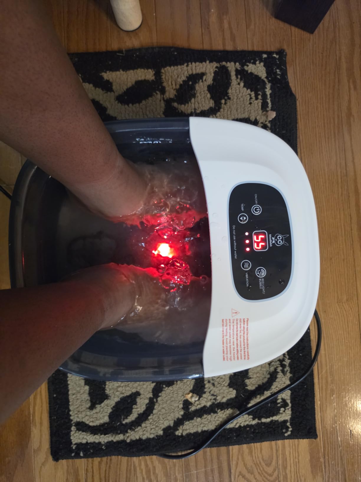 MoodRelish Foot Spa Bath Massager with Heat Bubbles and Vibration Massage and Jets, 16 OZ Calming Lavender Foot Soak Epsom Salt, 22 Massage Rollers, Red Light customer photo 1