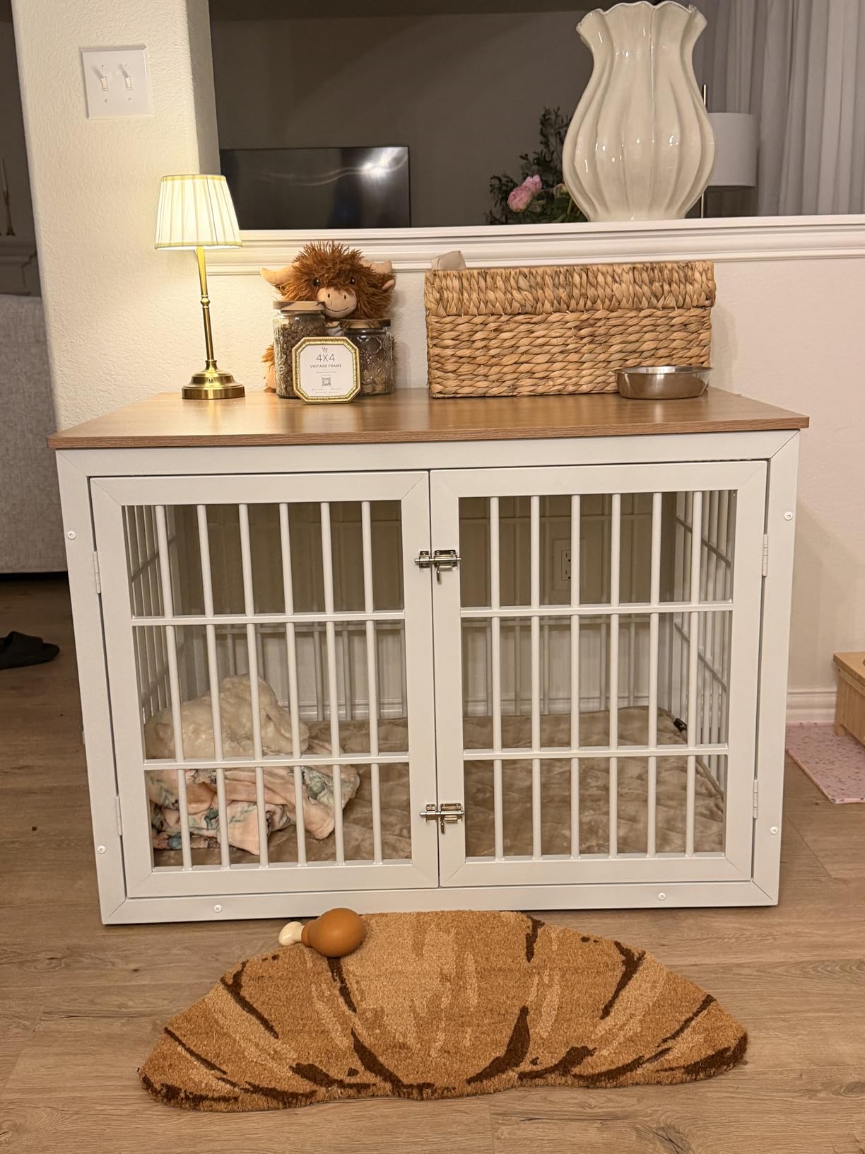 rehomerance 38 Inch Heavy Duty Dog Crate Furniture for Large and Medium Dogs, Decorative Pet House End Table, Wooden Cage Kennel Furniture Indoor, Rustic Brown customer photo 1