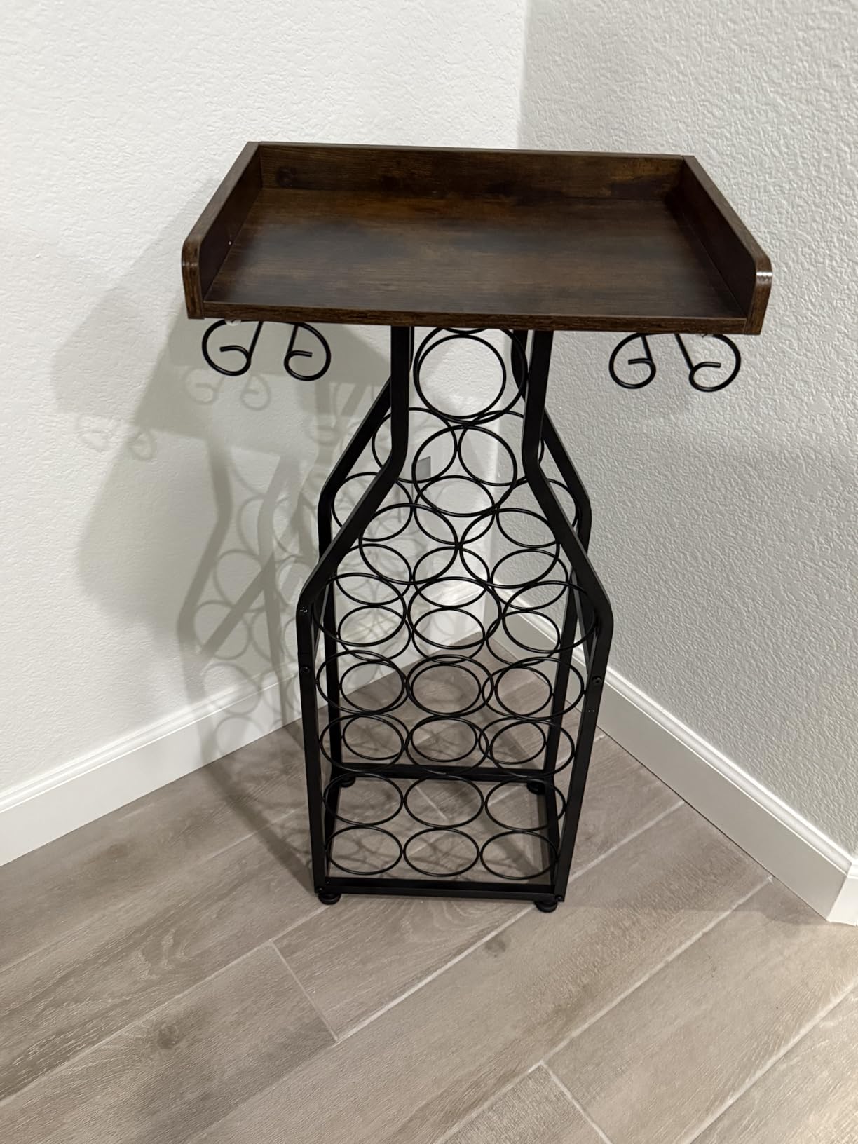X-cosrack Wine Rack Freestanding Floor, Wine Storage Rack Mini Bar Table with Tabletop, Glass Holder Wine Bottle Display Stand Liquor Cabinet for Home Bar Kitchen Living Room customer photo 1