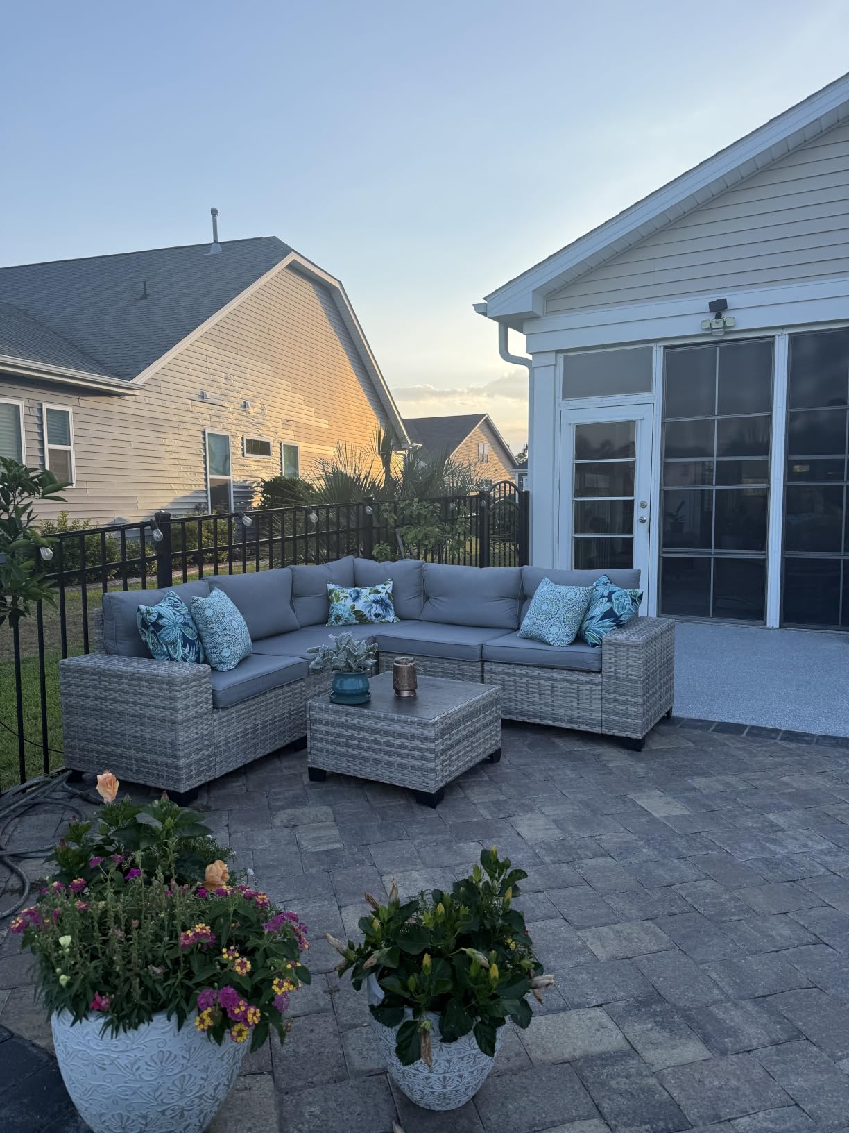 6-Piece Outdoor Patio Furniture Set Wicker Sectional Sofa Set, Patio Conversation Set with Thickened Cushions & Coffee Table for Garden, Backyard, Poolside, Beige customer photo 1
