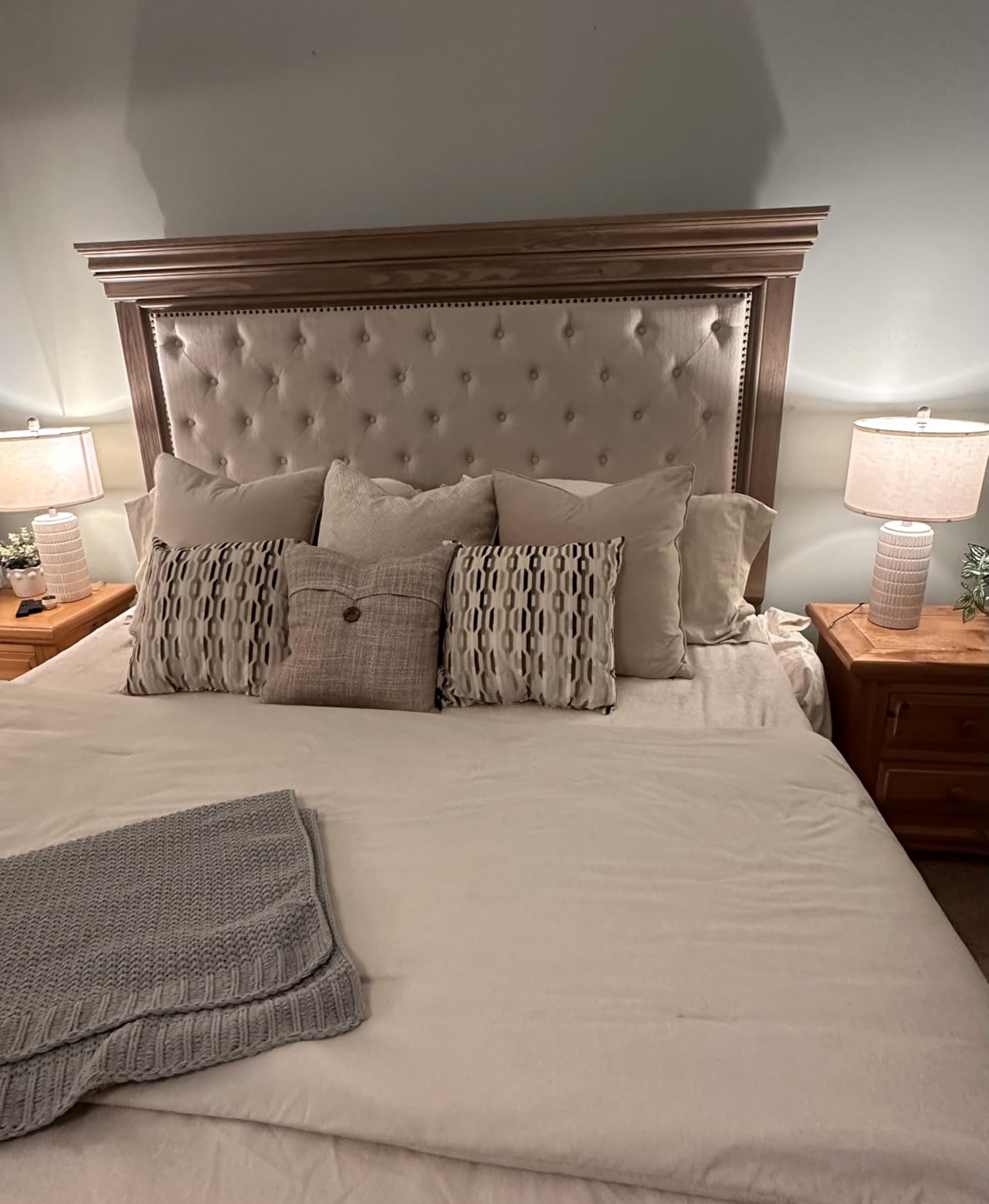 LUXOAK Solid Pine Wood King Bed Frame with 69