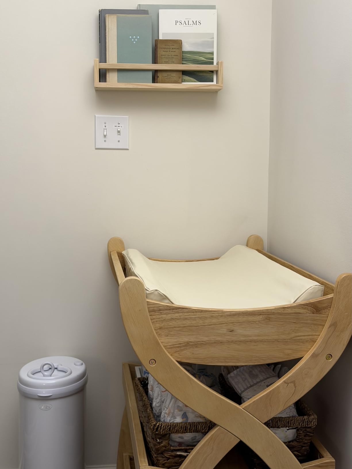 Comfy Cubs Baby Changing Table - Sturdy Wood Construction, Two Open Shelves, Natural Wood customer photo 2