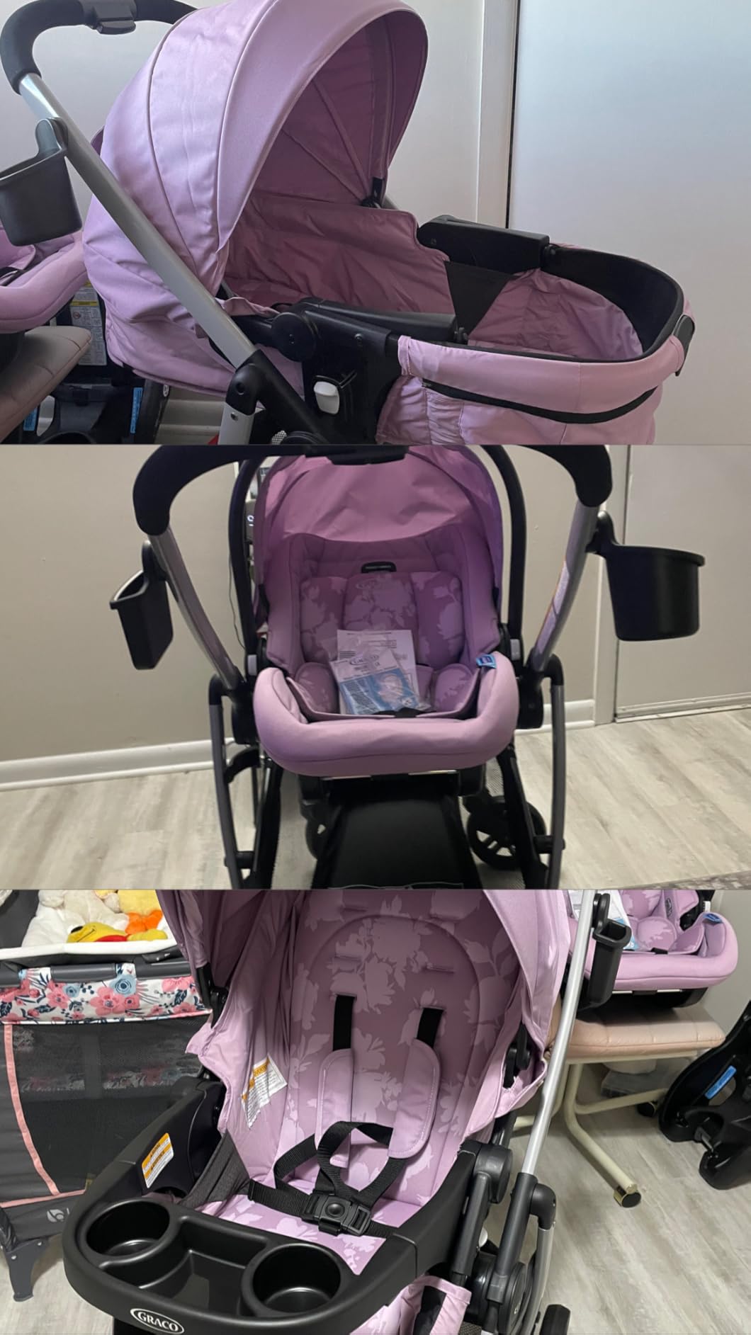 Graco Modes Pramette Travel System, Car Seat and Stroller Combo, Includes SnugRide LX Infant Car Seat and Baby Stroller with True Pram Mode, Reversible Seat, One Hand Fold, Extra Storage, Lilac Mod customer photo 1