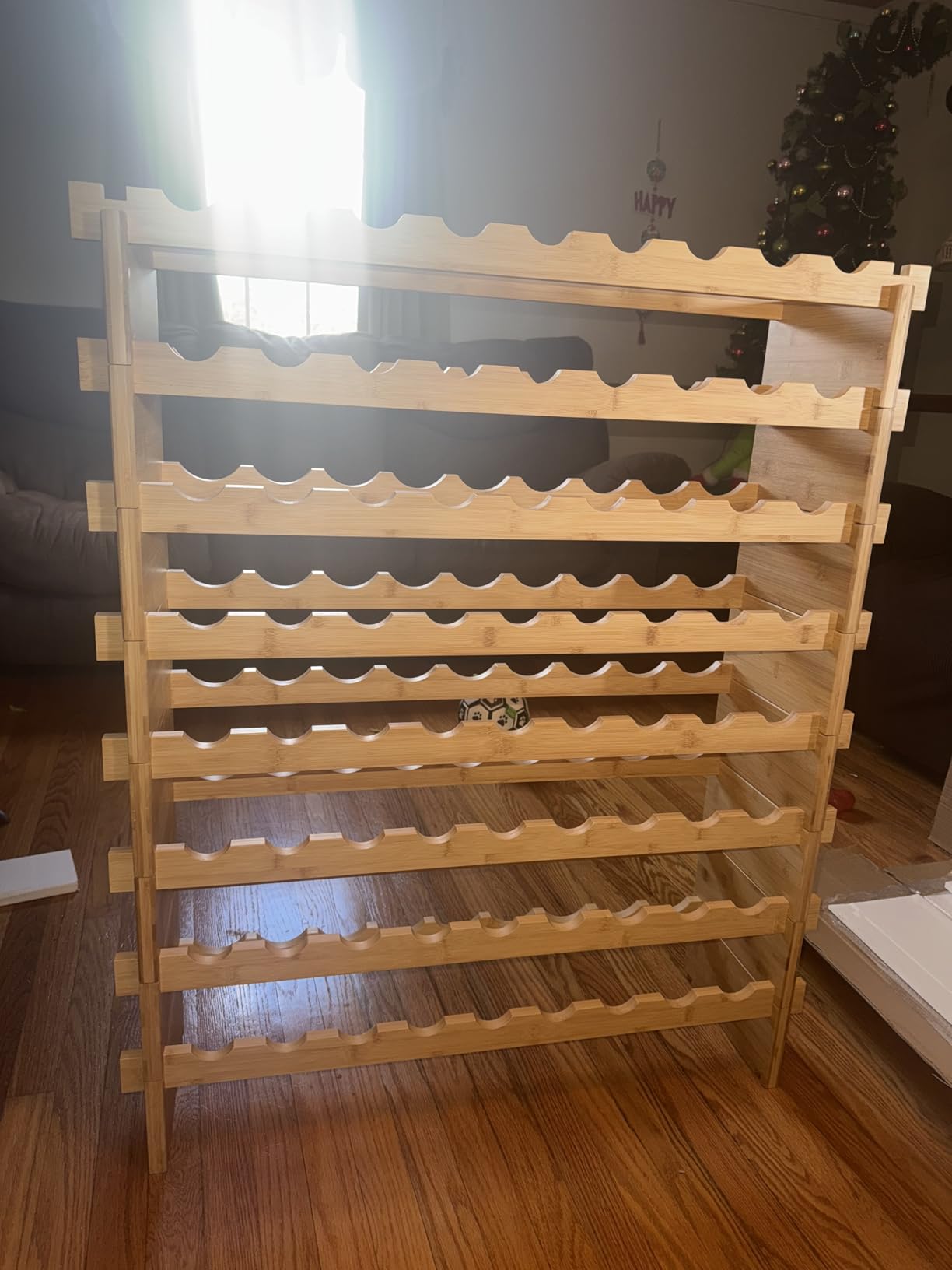 VEVOR 6-Tier 48 Bottles Stackable Modular Wine Rack, Freestanding Wines Holder Display Shelf, Solid Bamboo Wood Storage Racks, Wobble-Free Shelves for Kitchens, Dining Rooms, Cellars, Natural Color customer photo 2