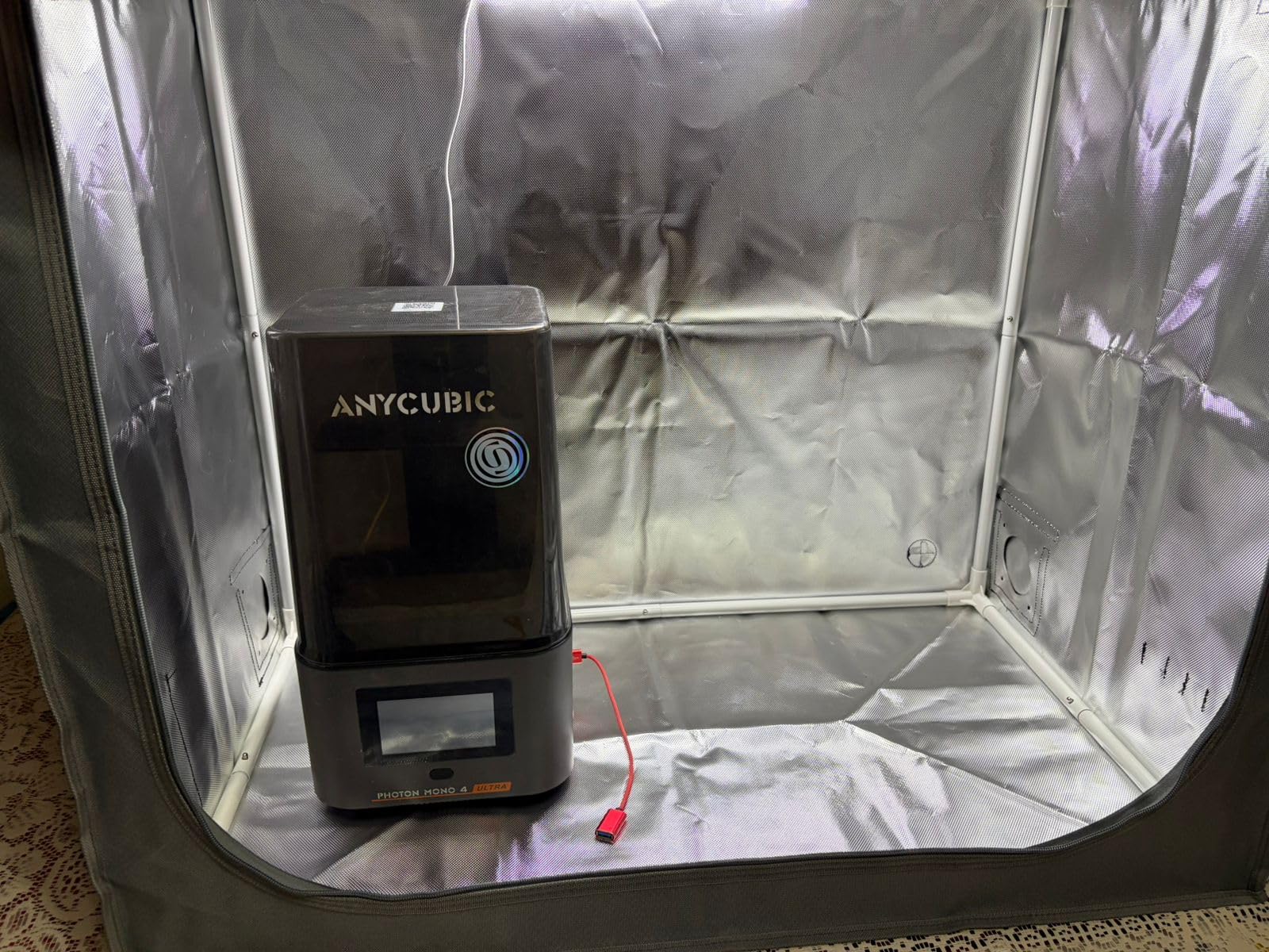 Skouphy Resin 3D Printer Enclosure with Ventilation Kit, LED Light,Thermo-Hygrometer Dustproof Cover Eliminate Odors Isolate Noise Compatible Anycubic Elegoo Creality Series LCD Resin UV 3D Printer customer photo 2