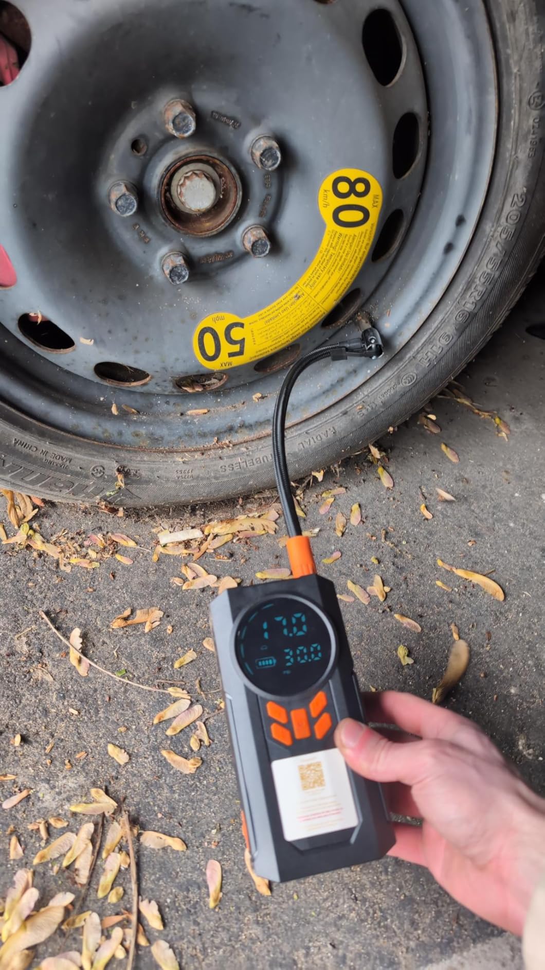 Jump Starter with Air Compressor, 5000A 160PSI Battery Jumper Starter Portable (9.0 Gas/8.0L Diesel), 12V Jump Box Car Battery Jump Starter with Smart Jumper Cables, LED Light, LCD Display customer photo 1