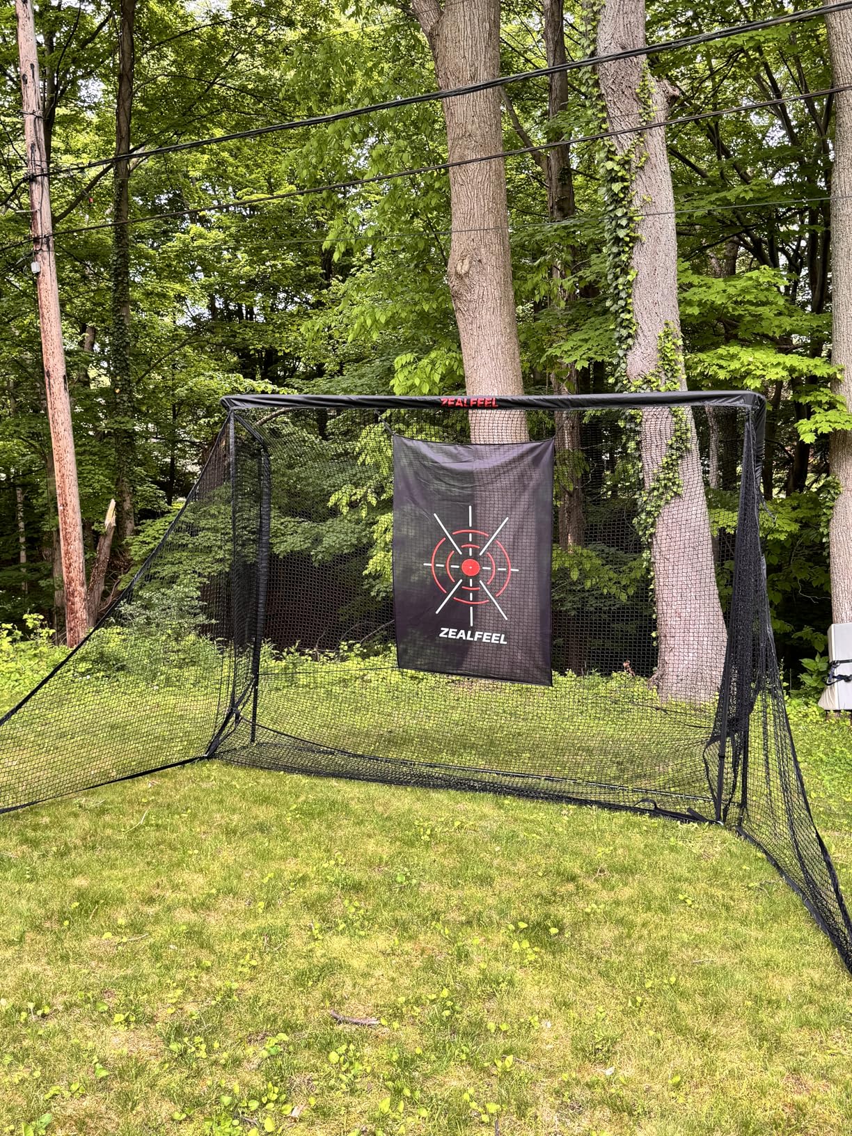 Zealfeel Golf Net, Golf Simulator Enclosure Net with Side Barriers & Auto-Ball Return, Low-Noise Silk Target, Carry Bag, 2 Sand Bags, 4 Stakes, Hitting Net for Backyard customer photo 1