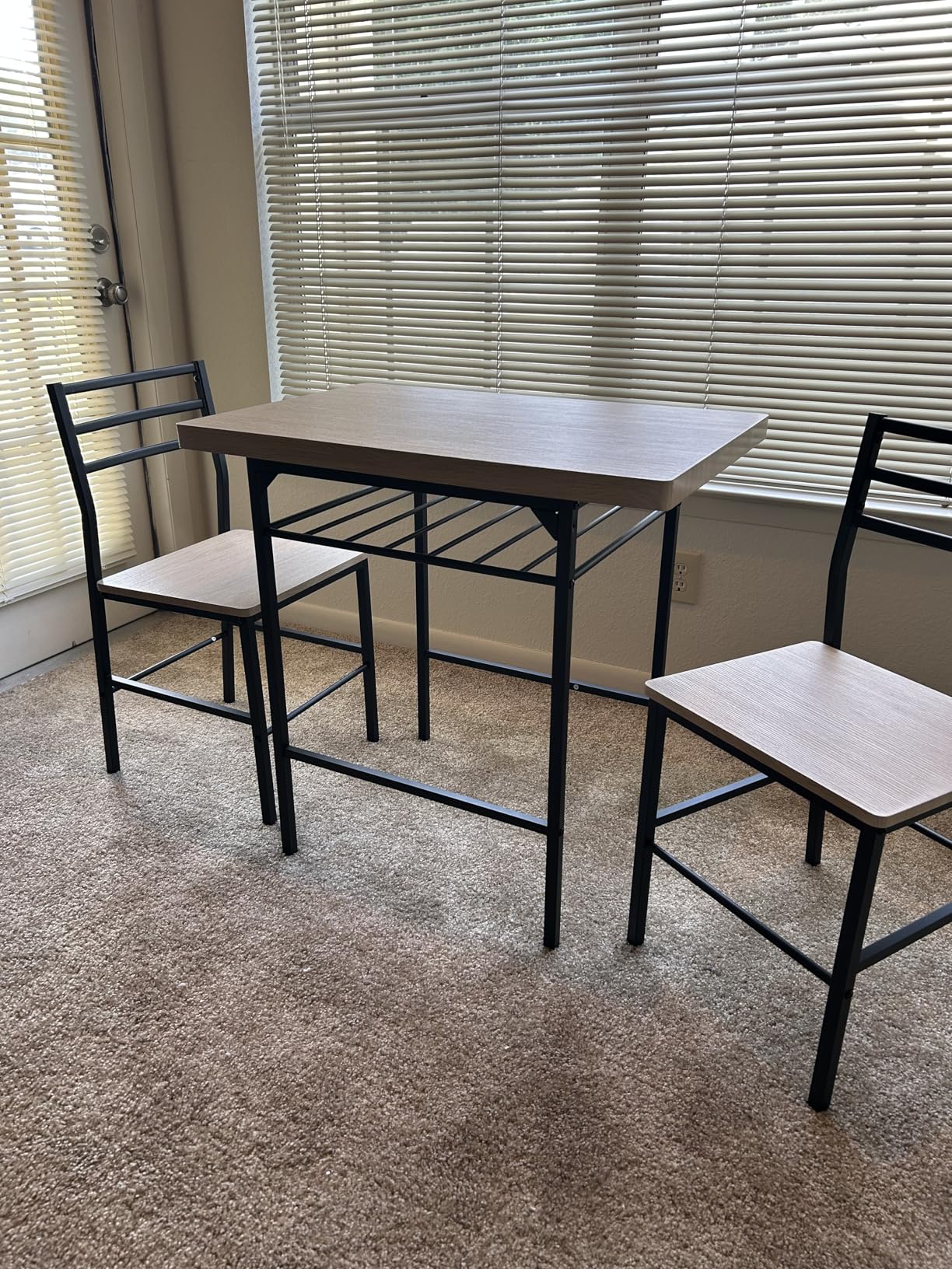 Best Choice Products 3-Piece Modern Dining Set, Space Saving Dinette for Kitchen, Dining Room, Small Space w/Steel Frame, Built-in Storage Rack - Natural/Black customer photo 2