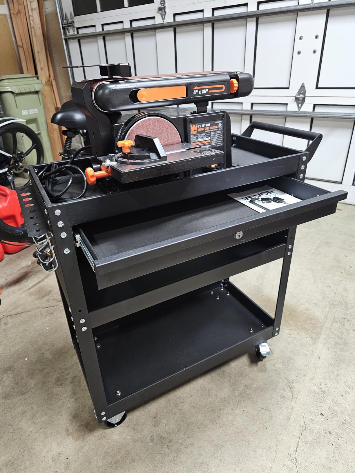 VEVOR 4-Tier Tool Cart with Wheels, 350 lbs Load Capacity, Rolling Work Cart with Drawer & Pegboard, Mechanic Tool Storage Organizer with Locking System for Garage, Warehouse and Repair Shop, Black customer photo 1