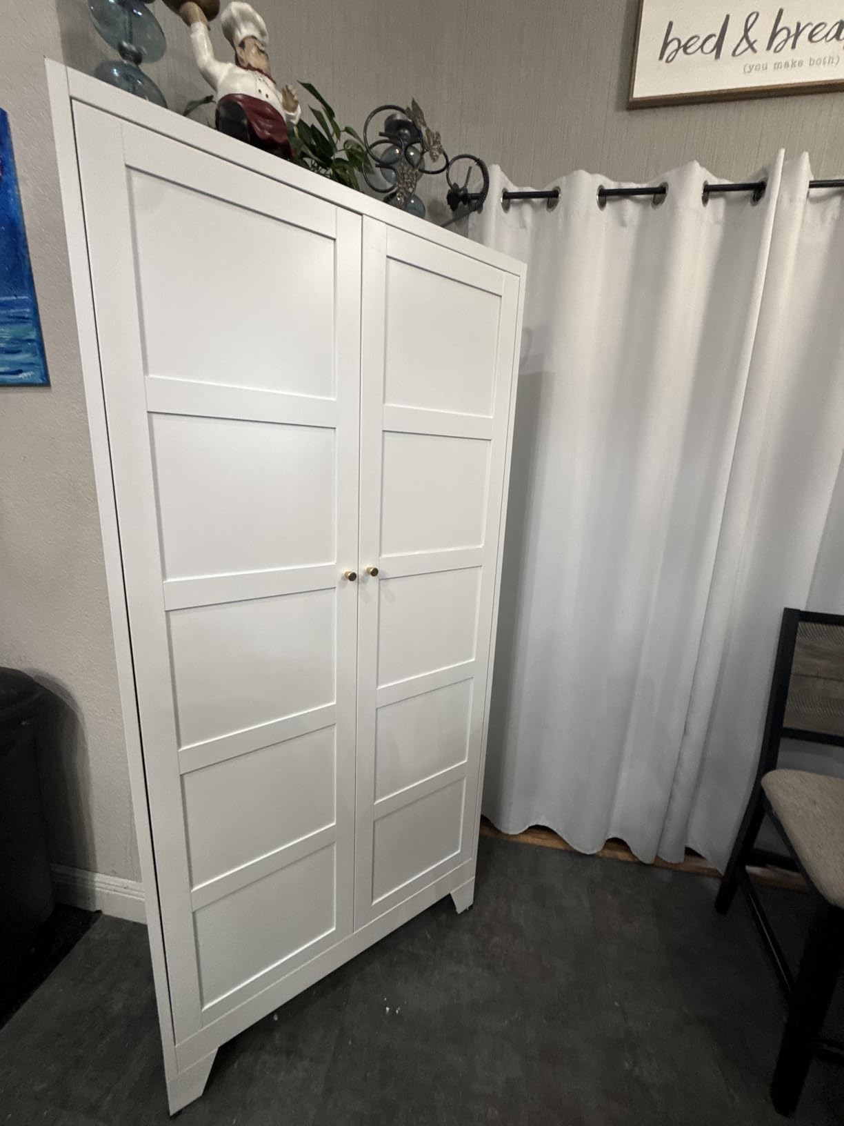 SISESOL White Storage Cabinet with Doors and Adjustable Shelves, 36
