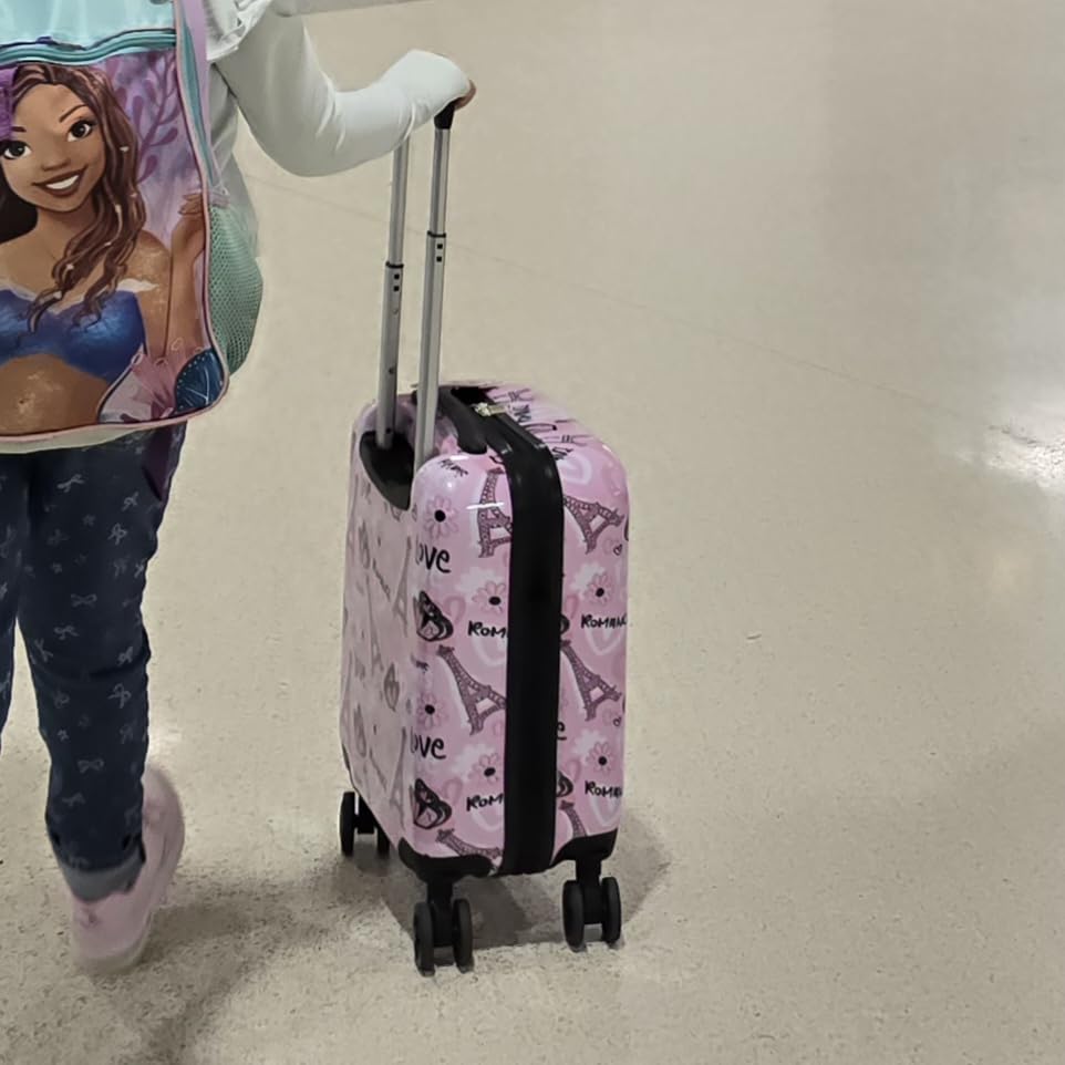 Kid's Luggage Set 2 Piece Suitcase Set Hardside Luggage with Spinner Wheels Girls Carry on Toddler Travel Rolling Suitcase with Neck Pillow Airline Approved customer photo 1