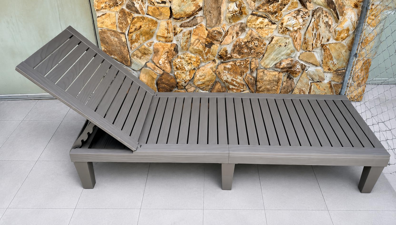 NUNU LAB Outdoor Chaise Lounge Set of 2, Lightweight Patio Chairs Waterproof Sun Loungers Chair, 5-Positions Adjustable Pool Lounge Chair for Garden Beach Patio Poolside Lawn and Deck, Striped Grey customer photo 1