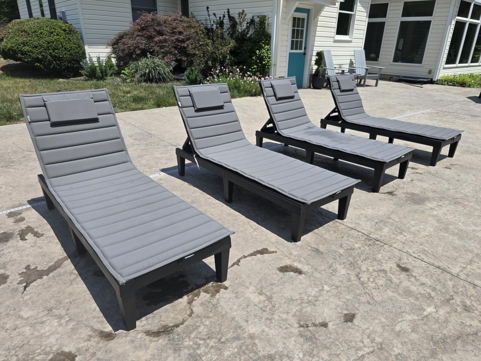 NUNU LAB Outdoor Chaise Lounge Set of 2, Lightweight Patio Chairs Waterproof Sun Loungers Chair, 5-Positions Adjustable Pool Lounge Chair for Garden Beach Patio Poolside Lawn and Deck, Striped Grey customer photo 2