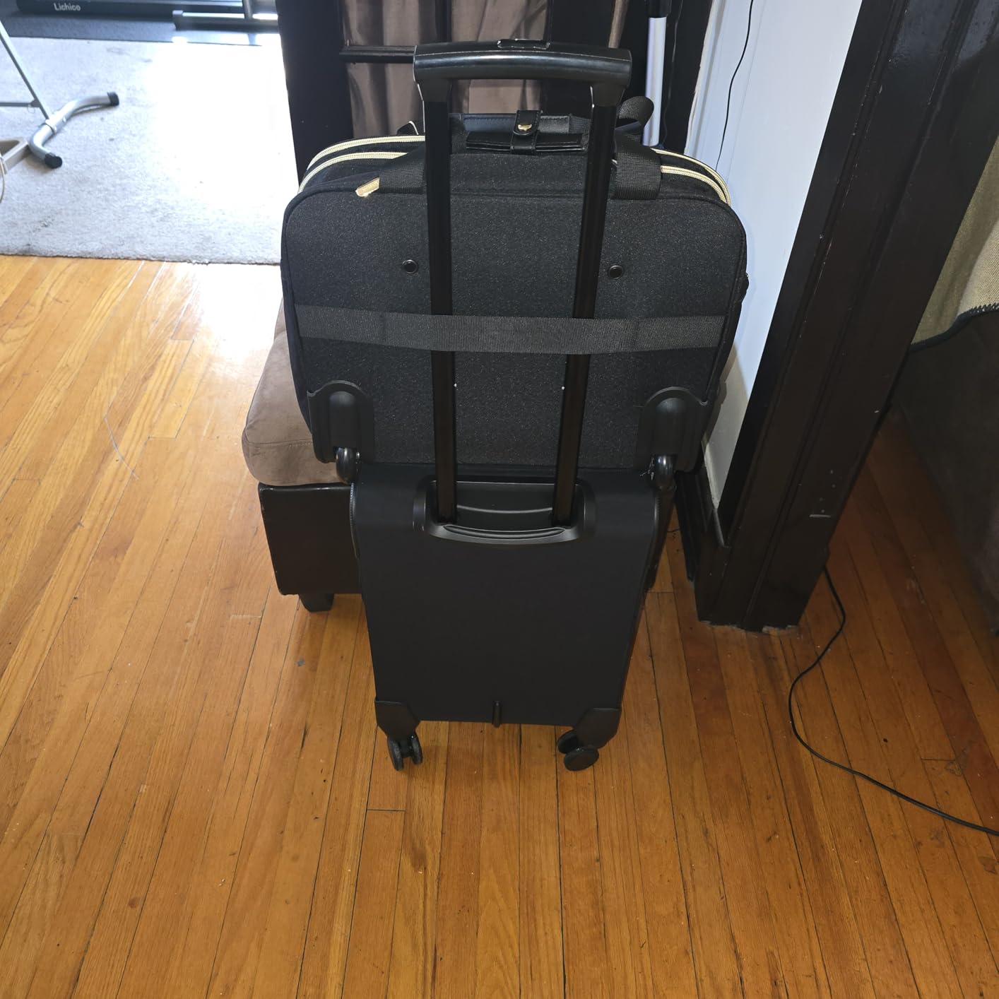 LOVEVOOK Rolling Laptop Bag Women, 17.3 Inch Laptop Briefcase with Wheels, Soft Sided Underseat Carry On Luggage Personal Item Suitcase for Work Travel Business, Black Brown Beige customer photo 2
