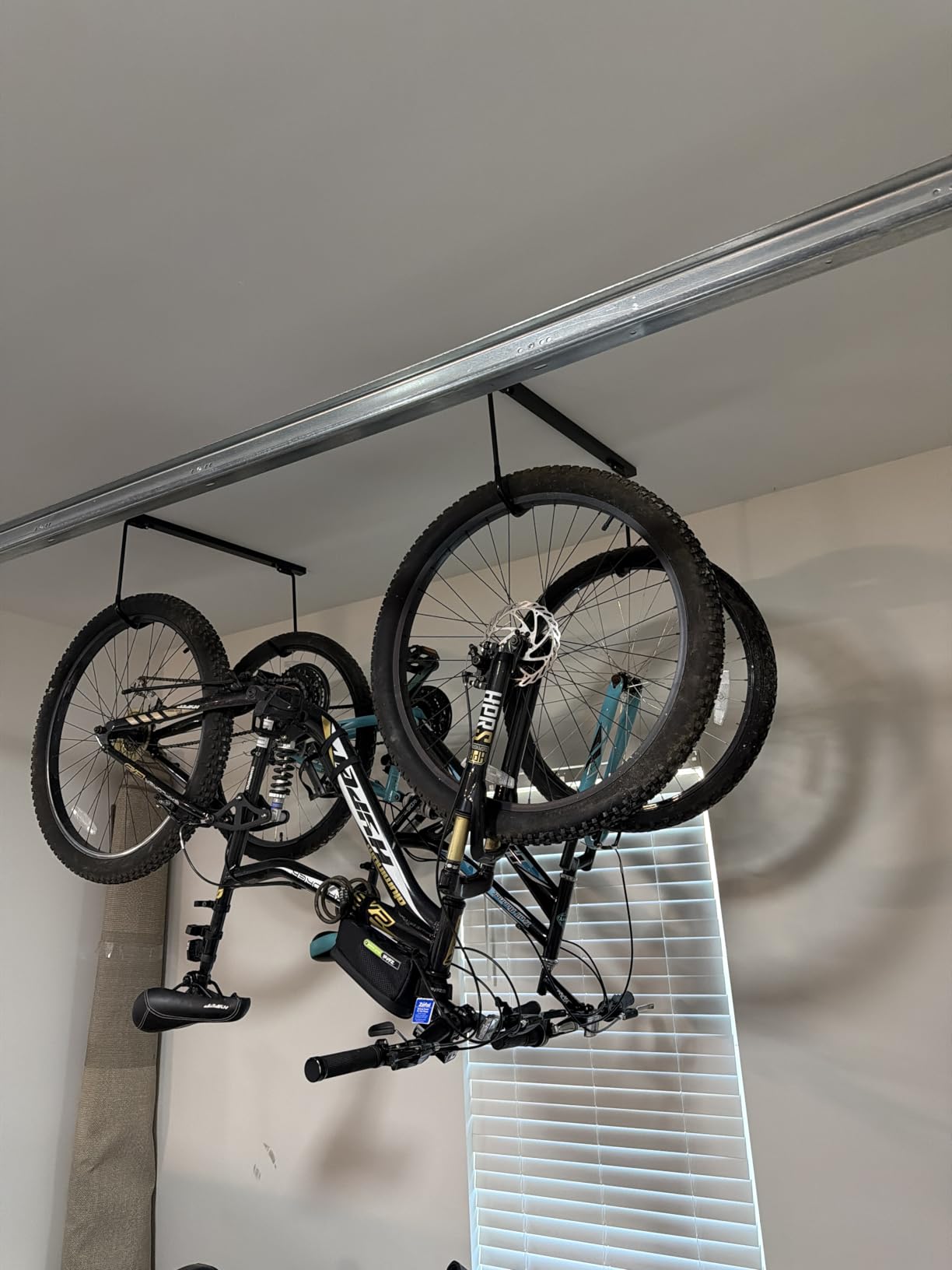 TORACK Overhead Bike Rack for Garage, Ceiling-Mounted Bicycle Storage Hooks for 2 Bikes (Horizontal) or 4 Bikes (Vertical) customer photo 1