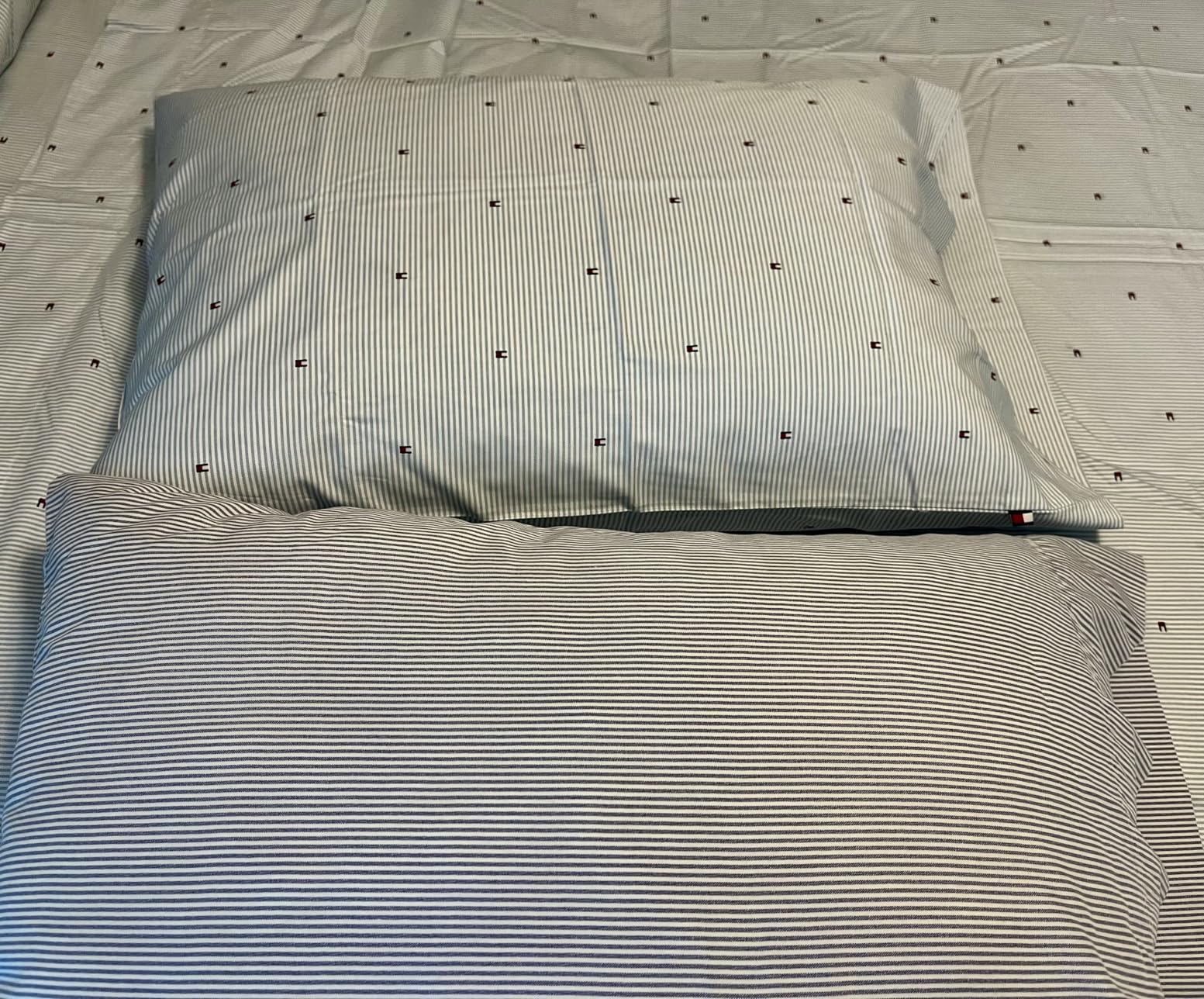 Tommy Hilfiger - King Bed Sheets, Crisp & Cool Cotton Percale Bedding with Matching Pillowcases, Lightweight Bed Set, Oeko-Tex Certified (Effortless Stripe Beige) customer photo 1