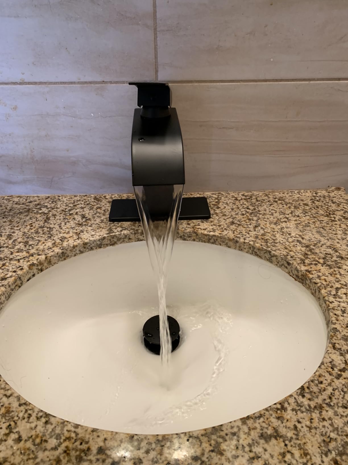 Matte Black Bathroom Faucets, Waterfall Bathroom Sink Faucet Modern Single Handle Bathroom Faucet 1 or 3 Hole, RV Mixer Tap Vanity Faucet - Includes Pop-up Drain Supply Hoses Deck Plate customer photo 1
