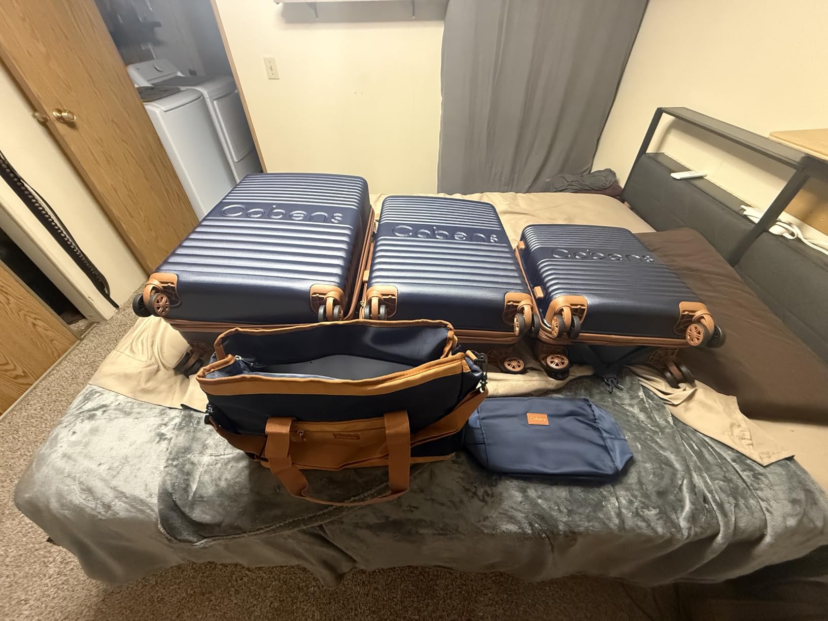 5 Piece Luggage Sets with Spinner Wheels and TSA Lock, Hardshell ABS Suitcase Set, Lightweight Hardside Waterproof Travel Suitcases for Men Women, 20