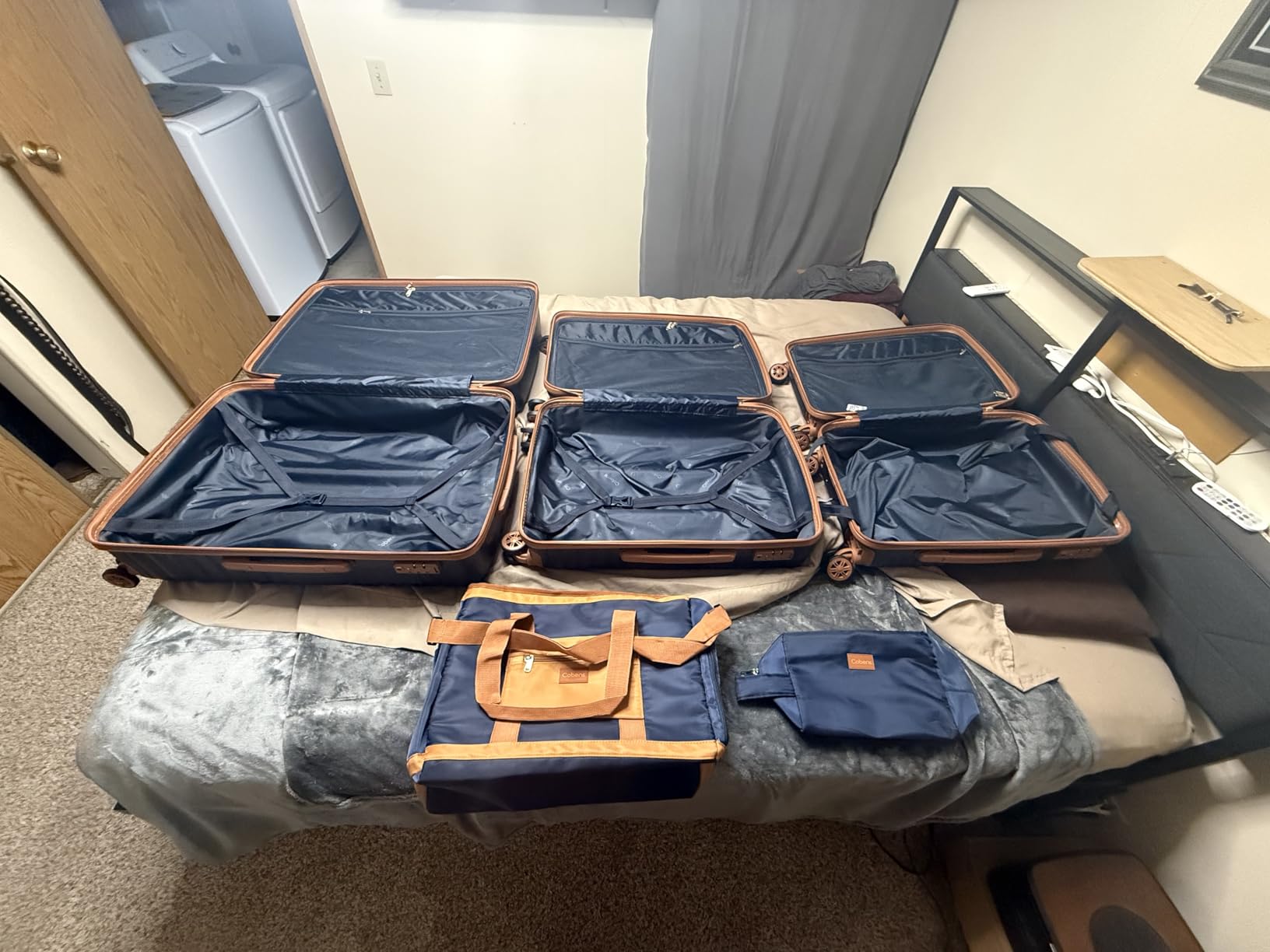 5 Piece Luggage Sets with Spinner Wheels and TSA Lock, Hardshell ABS Suitcase Set, Lightweight Hardside Waterproof Travel Suitcases for Men Women, 20