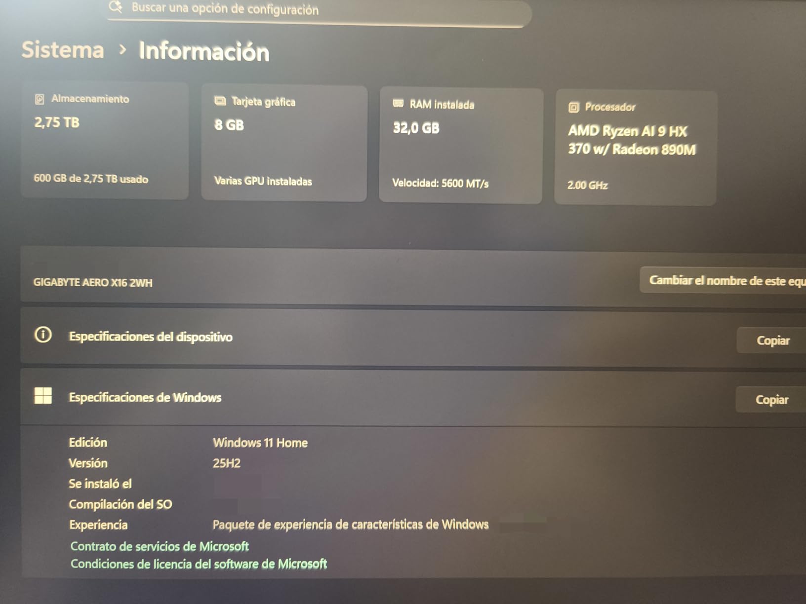 GIGABYTE AERO X16, Copilot+ PC - 165Hz 2560x1600 WQXGA - NVIDIA GeForce RTX 5070 - AMD Ryzen AI 9 HX 370 - 1TB SSD with 32GB DDR5 RAM - Windows 11 Home - Space Gray customer photo 2